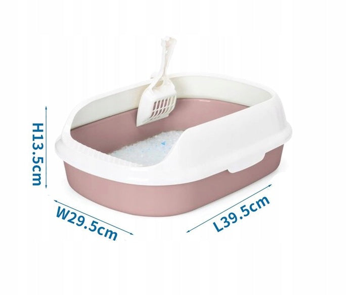 Cat litter box cat small open with spatula high frame 39,5x29,5x13,5 cm Color brown