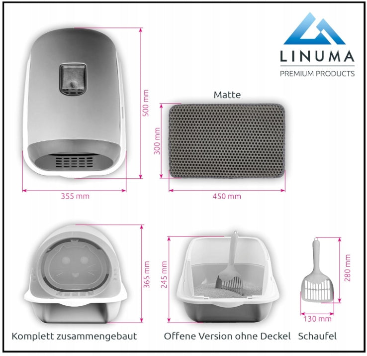 Cat litter box closed mint LINUMA after rupture Trade name KUWETA