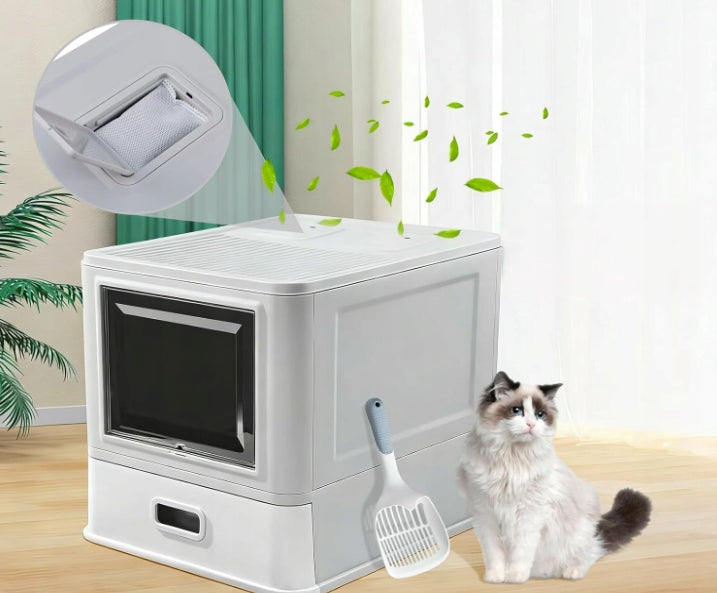 Cat litter box, closed stainless steel cat litter box Brand no brand