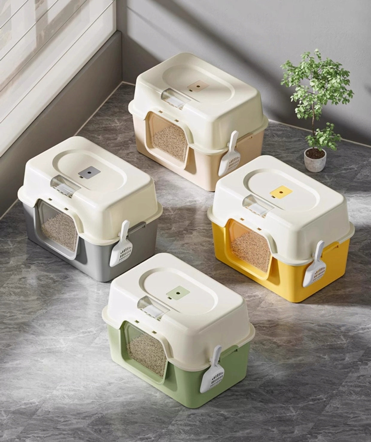 Cat litter box closed with spatula 52x35x35 Light grey,Easy to clean Manufacturer code 5900811980735