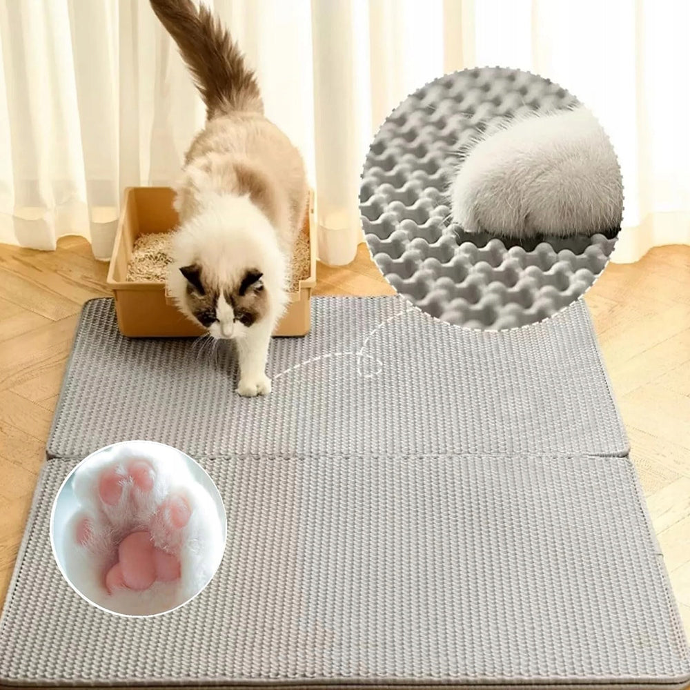 Cat litter box mat Double layer wiper pad Grey 75x55 cm Kind litter box mat
