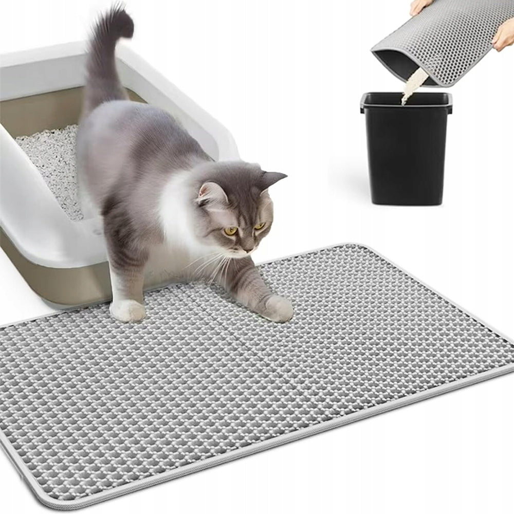 Cat litter box mat Double layer wiper pad Grey 75x55 cm Length 75 cm