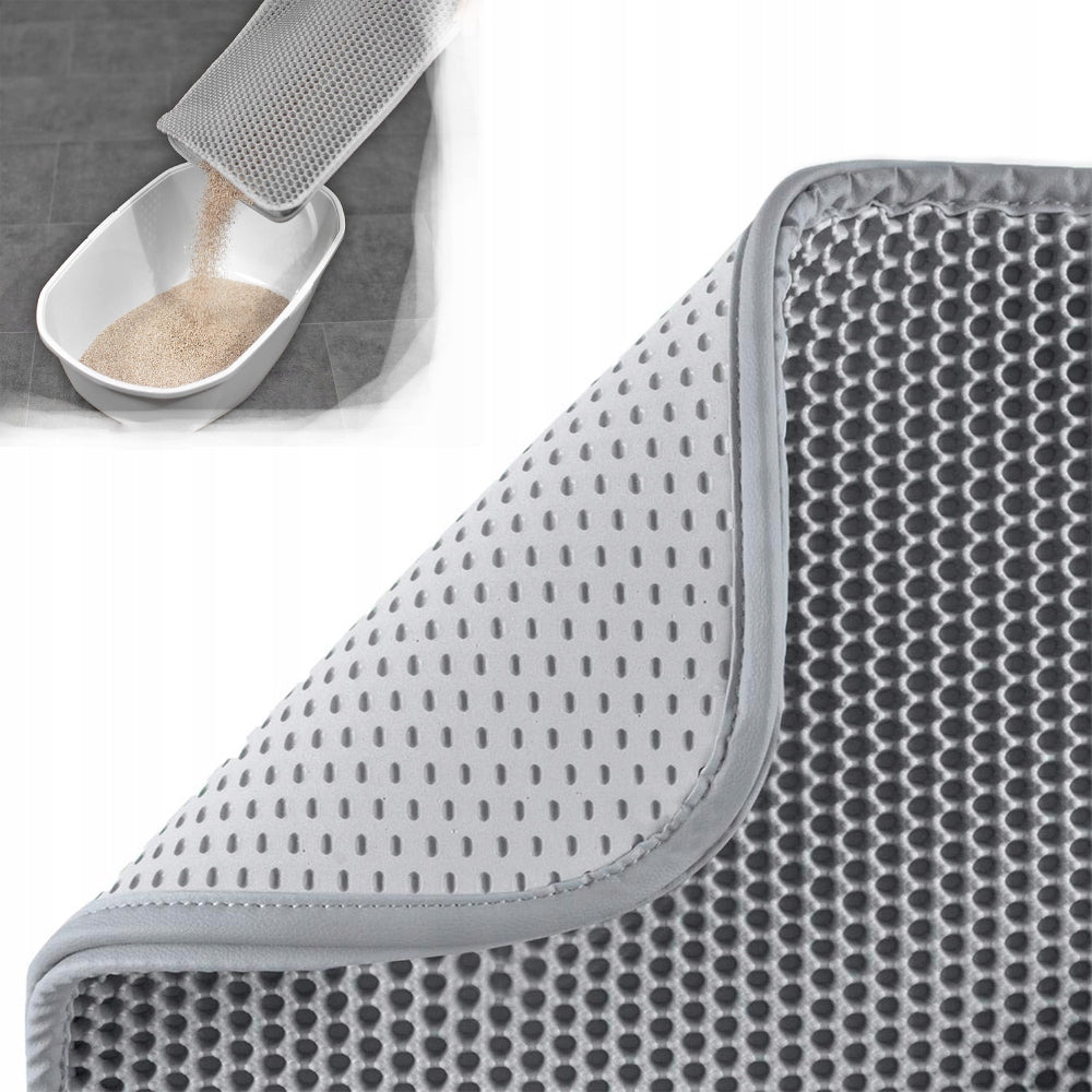 Cat litter box mat Double layer wiper pad Grey 75x55 cm
