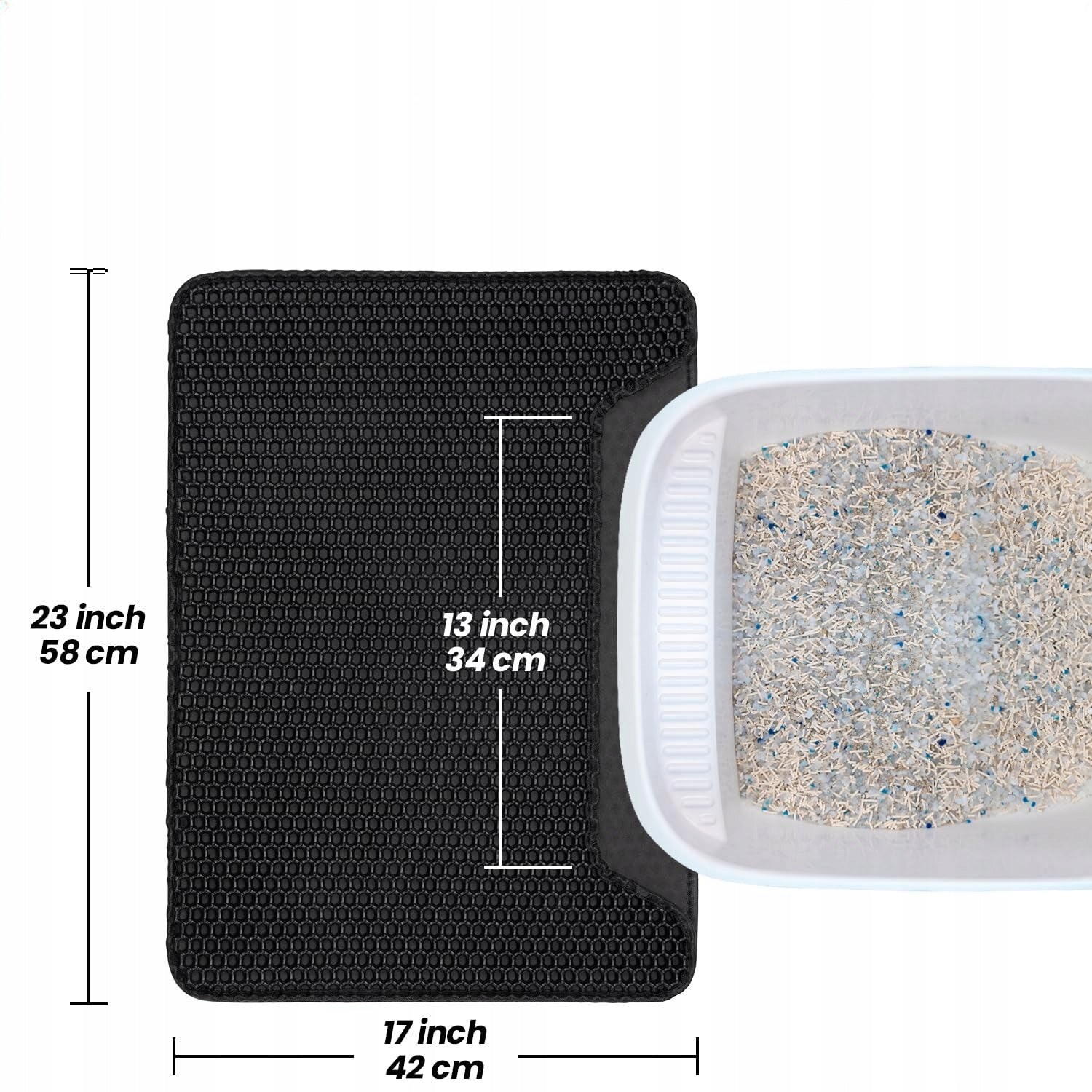 Cat litter box mat double layer black LARGE XXL 58x42 cm Kind mat