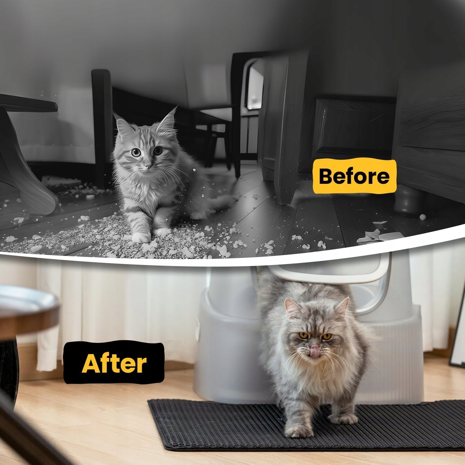 Cat litter box mat double layer black LARGE XXL 58x42 cm Trade name Mata do Żwirku dla Kotów wodoodporna pod żwirek dla kota na łapki kota