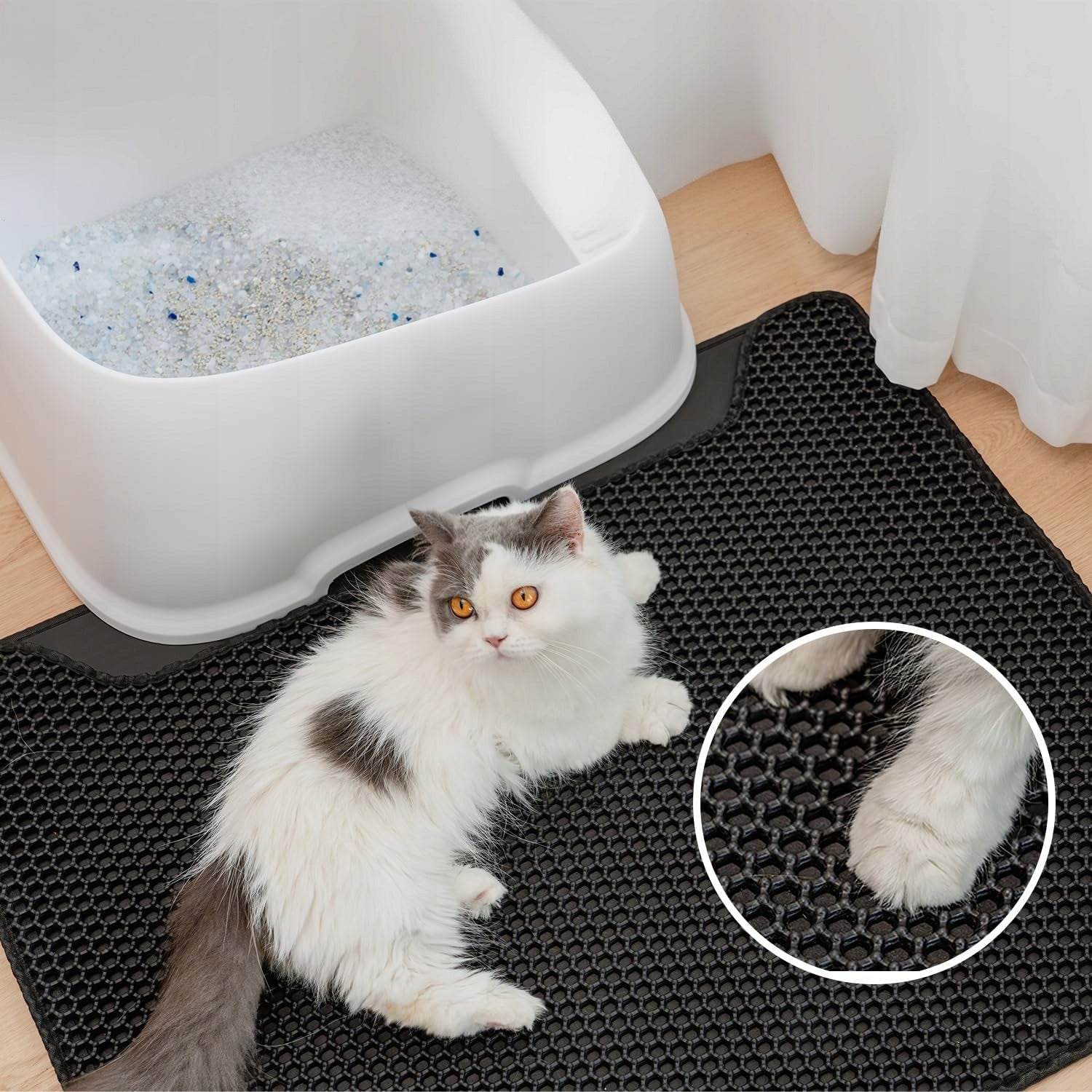 Cat litter box mat double layer black LARGE XXL 58x42 cm Volume 0 l