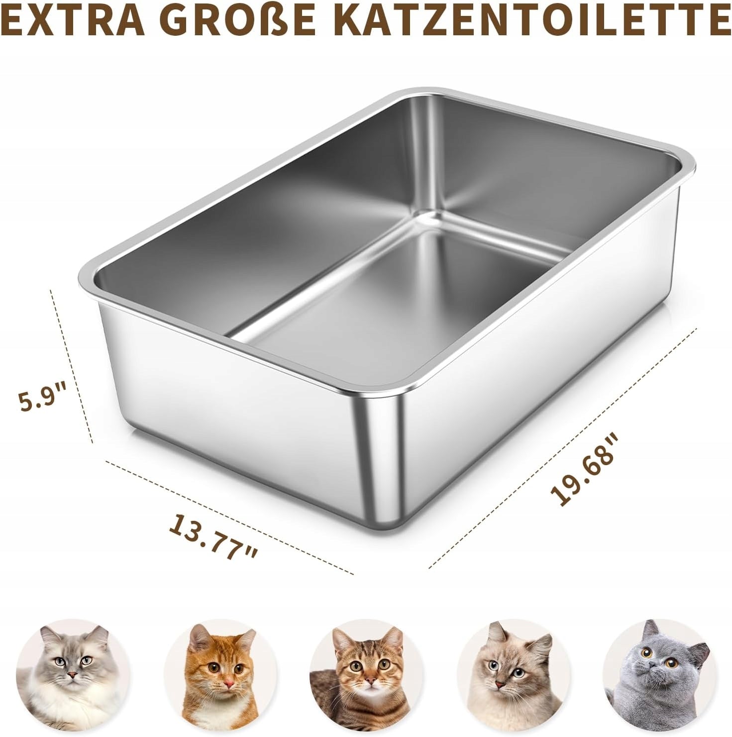 Cat litter box open non-stick steel 50x35x15 cm WITHOUT SMELL Brand no brand