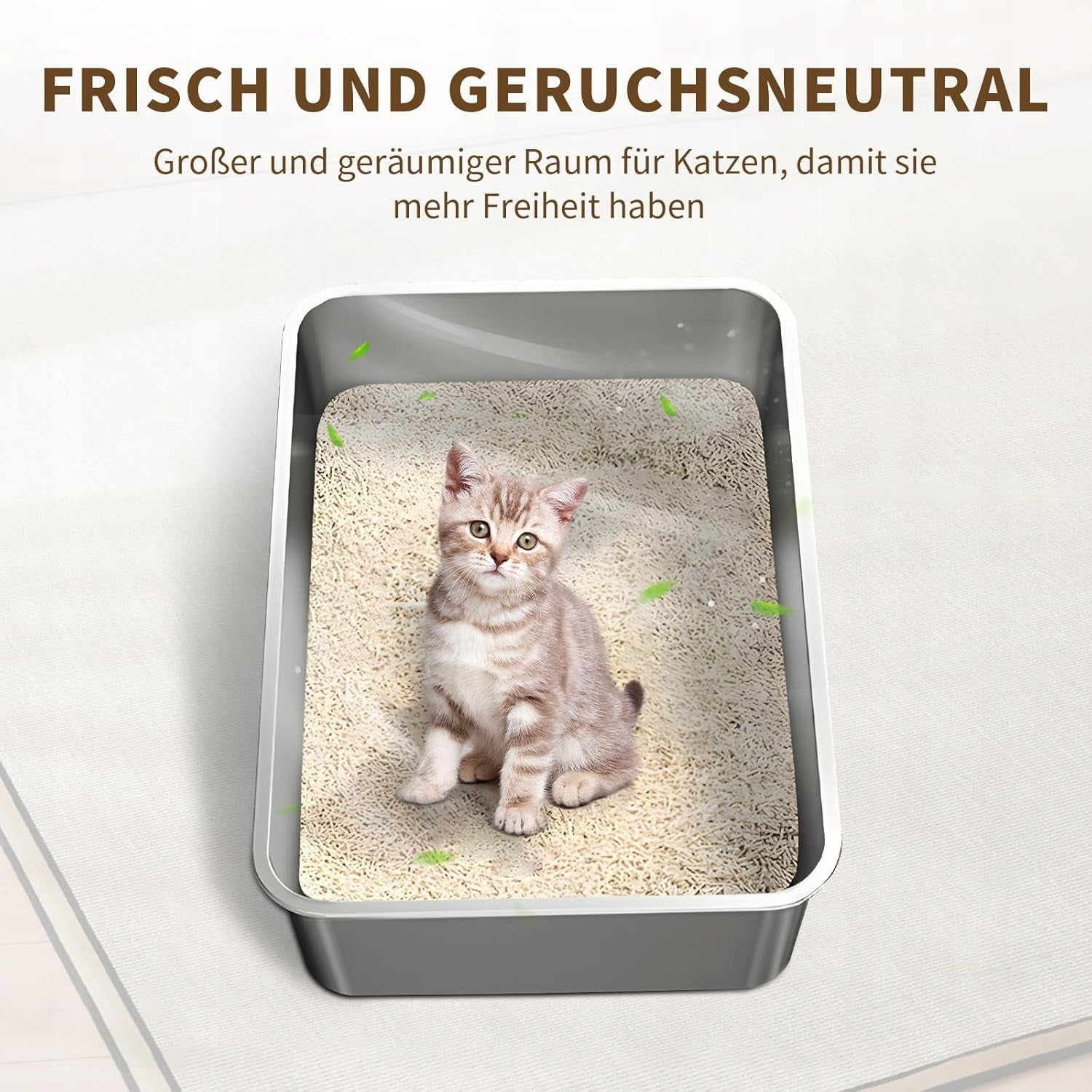 Cat litter box open non-stick steel 50x35x15 cm WITHOUT SMELL Model B0BVHPVGBM