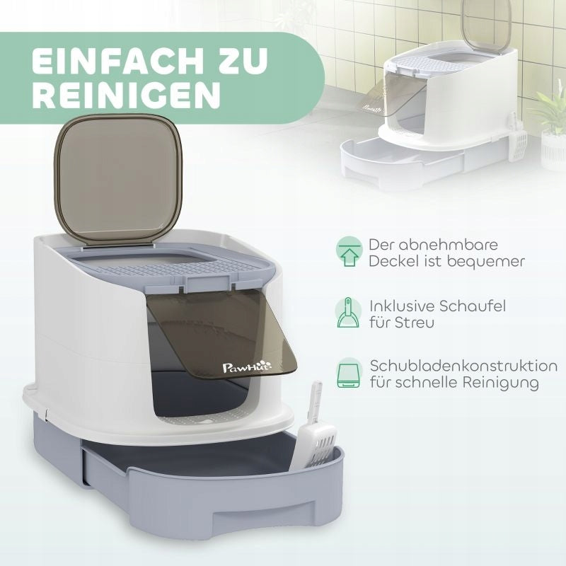 Cat litter box with lid and drawer grey 40.5x52.5x42.5 cm Product weight with unit packaging 2.65 kg