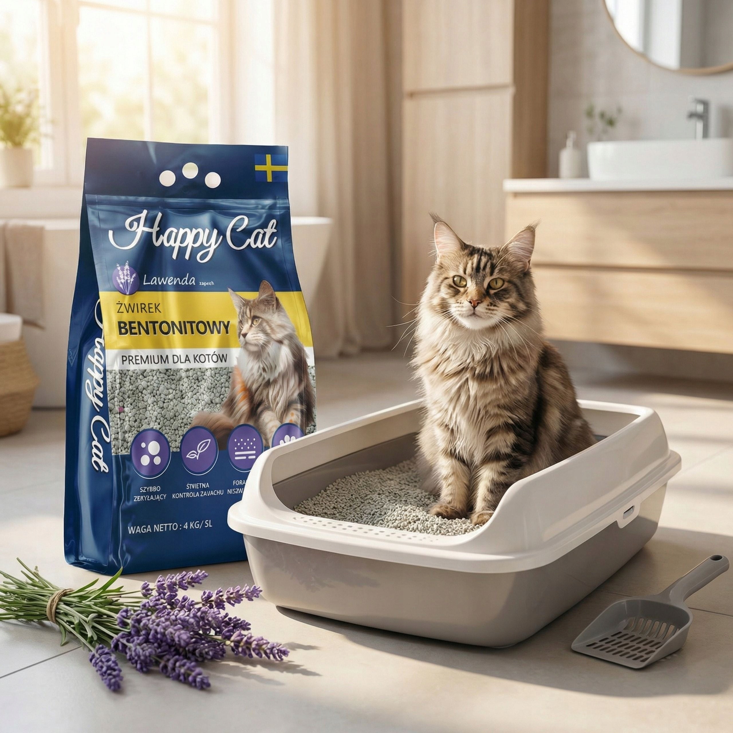 Cat litter for automatic litter box clumping bentonite lavender 5l Kind bentonite