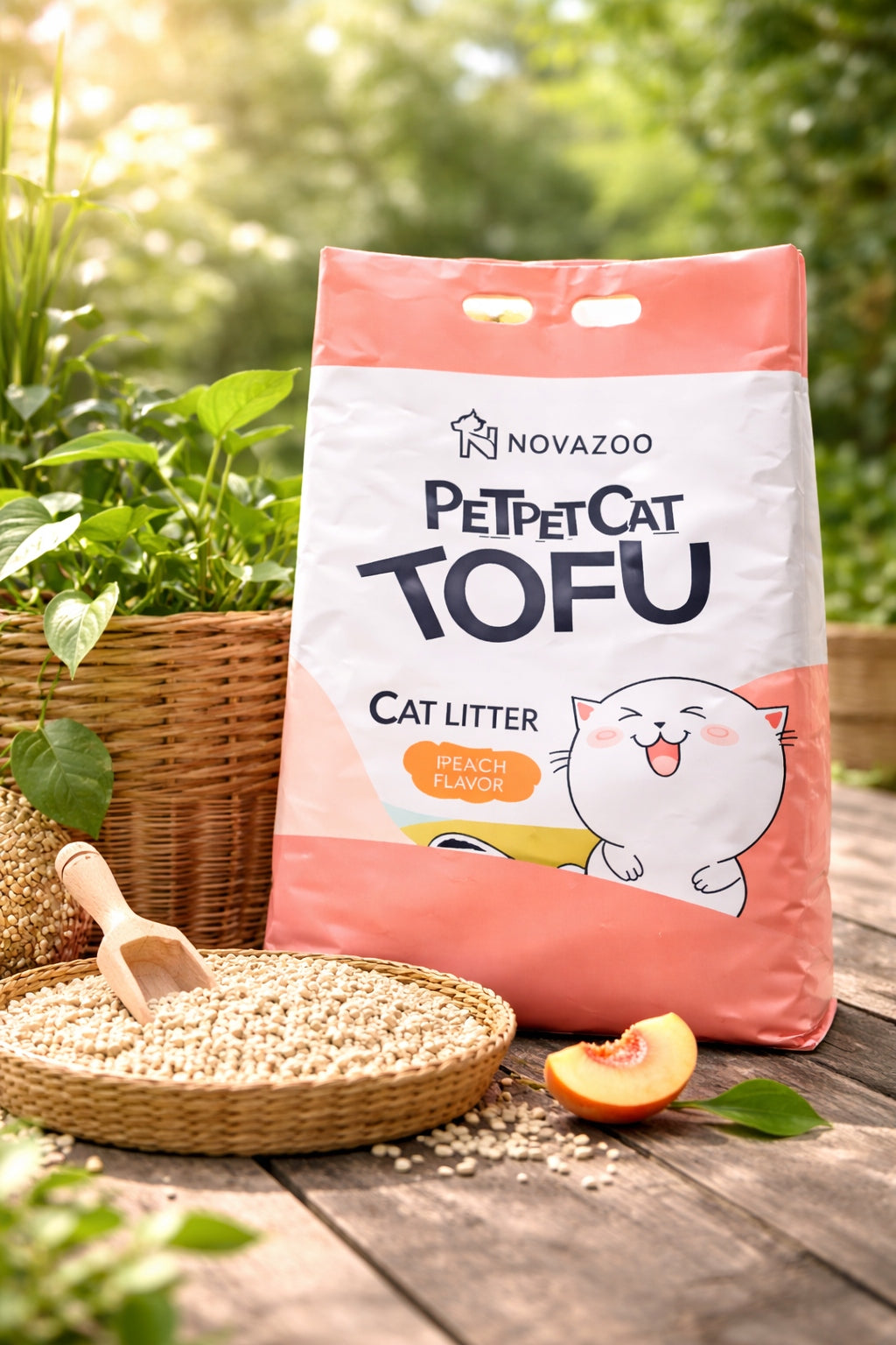 Cat litter tofu 2,5kg 6L Peach clumping biodegradable Volume 6 l