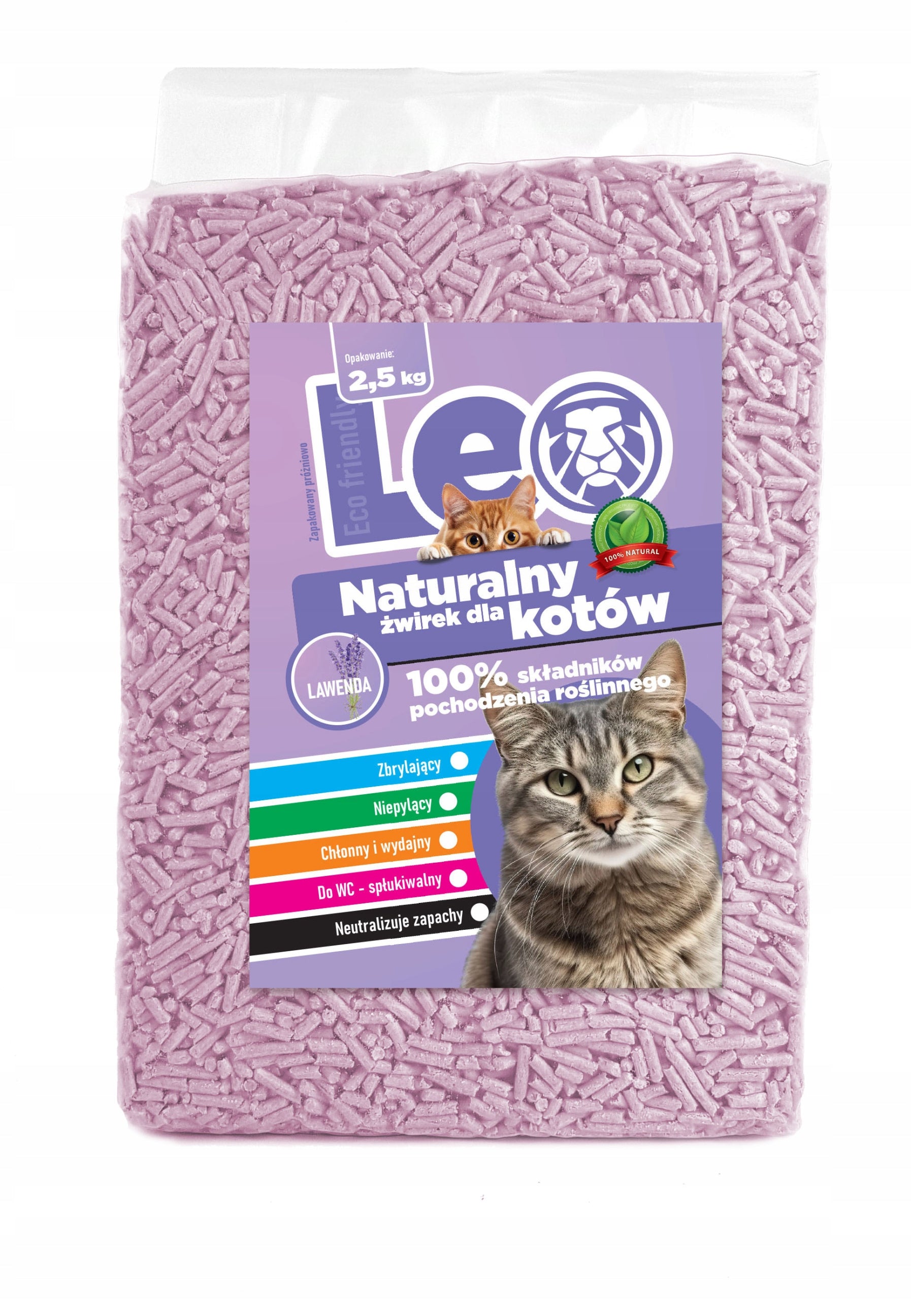 Cat litter tofu Leo clumping biodegradable eco 2,5 kg lavender Manufacturer code 5904012310810