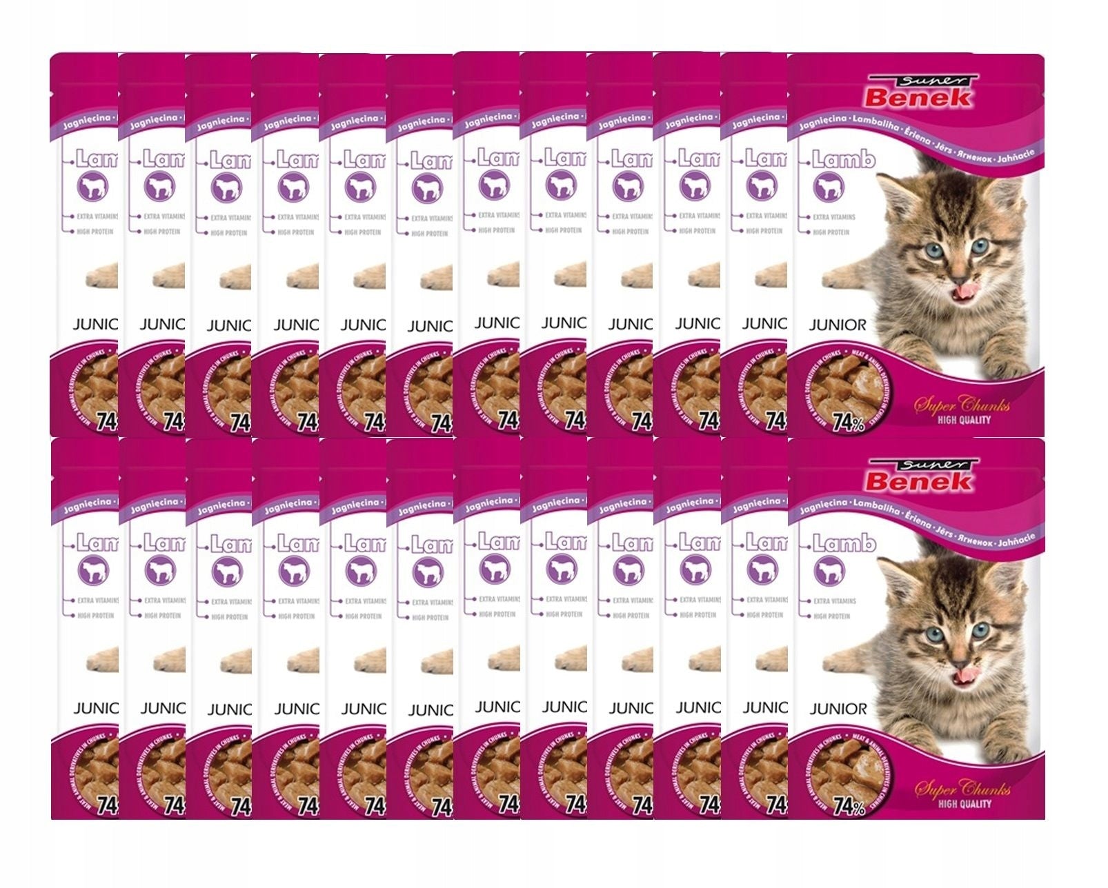 Cat sachets Super Benek Lamb Junior Kitten 24x100g