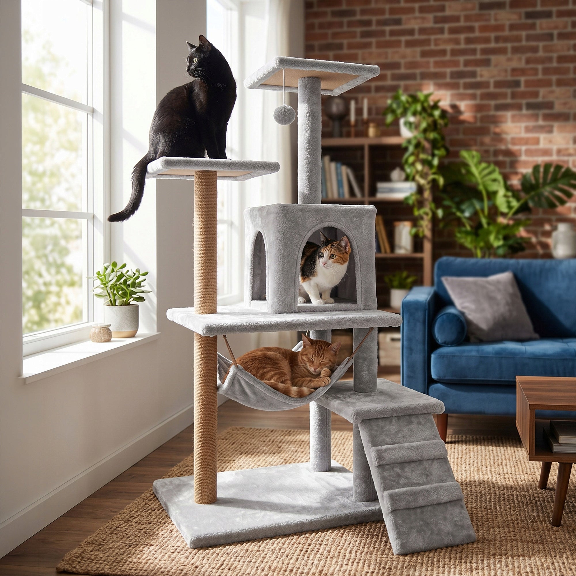 Cat scratcher 6 levels high house bed with toy Mersjo - 125cm Brand Mersjo