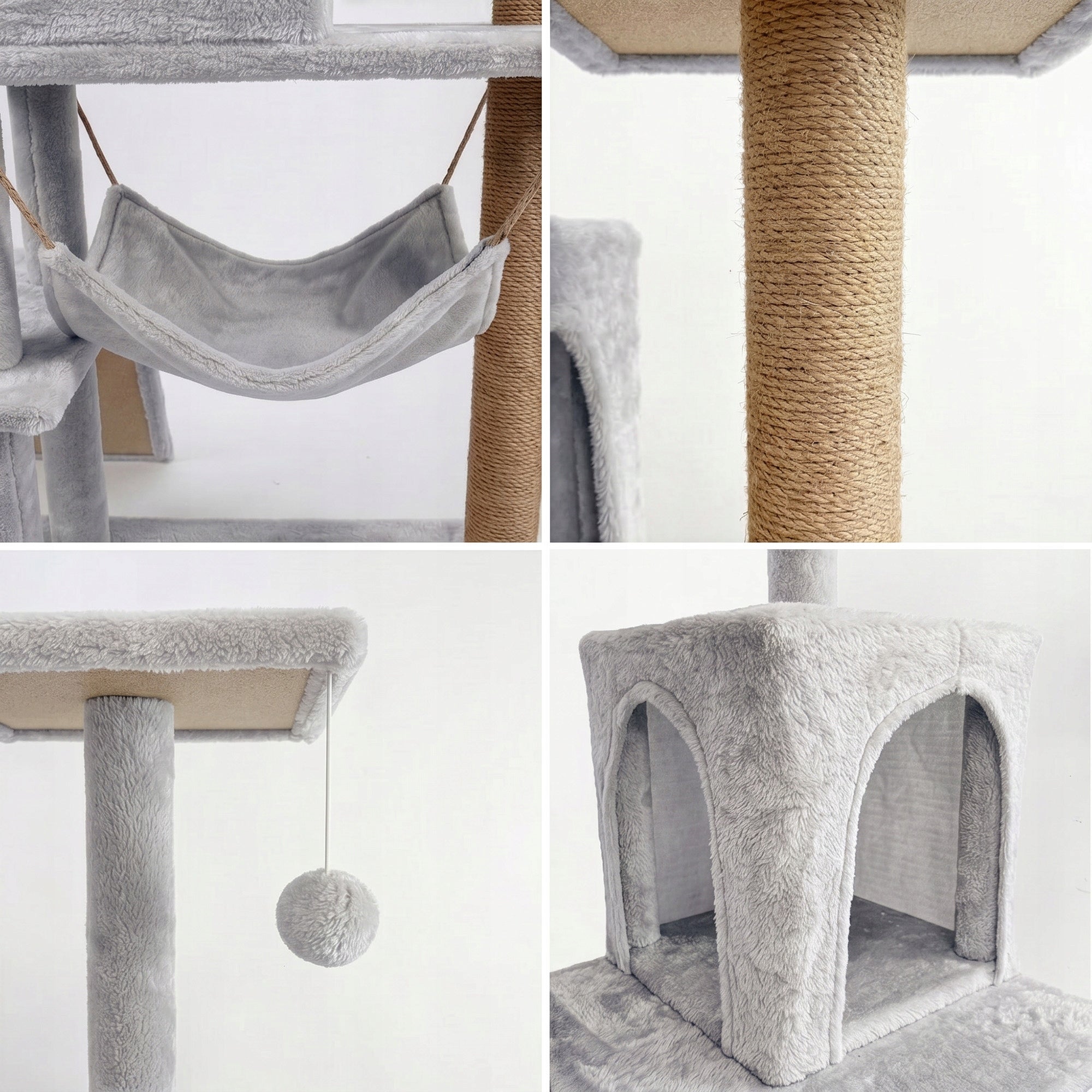 Cat scratcher 6 levels high house bed with toy Mersjo - 125cm Color gray