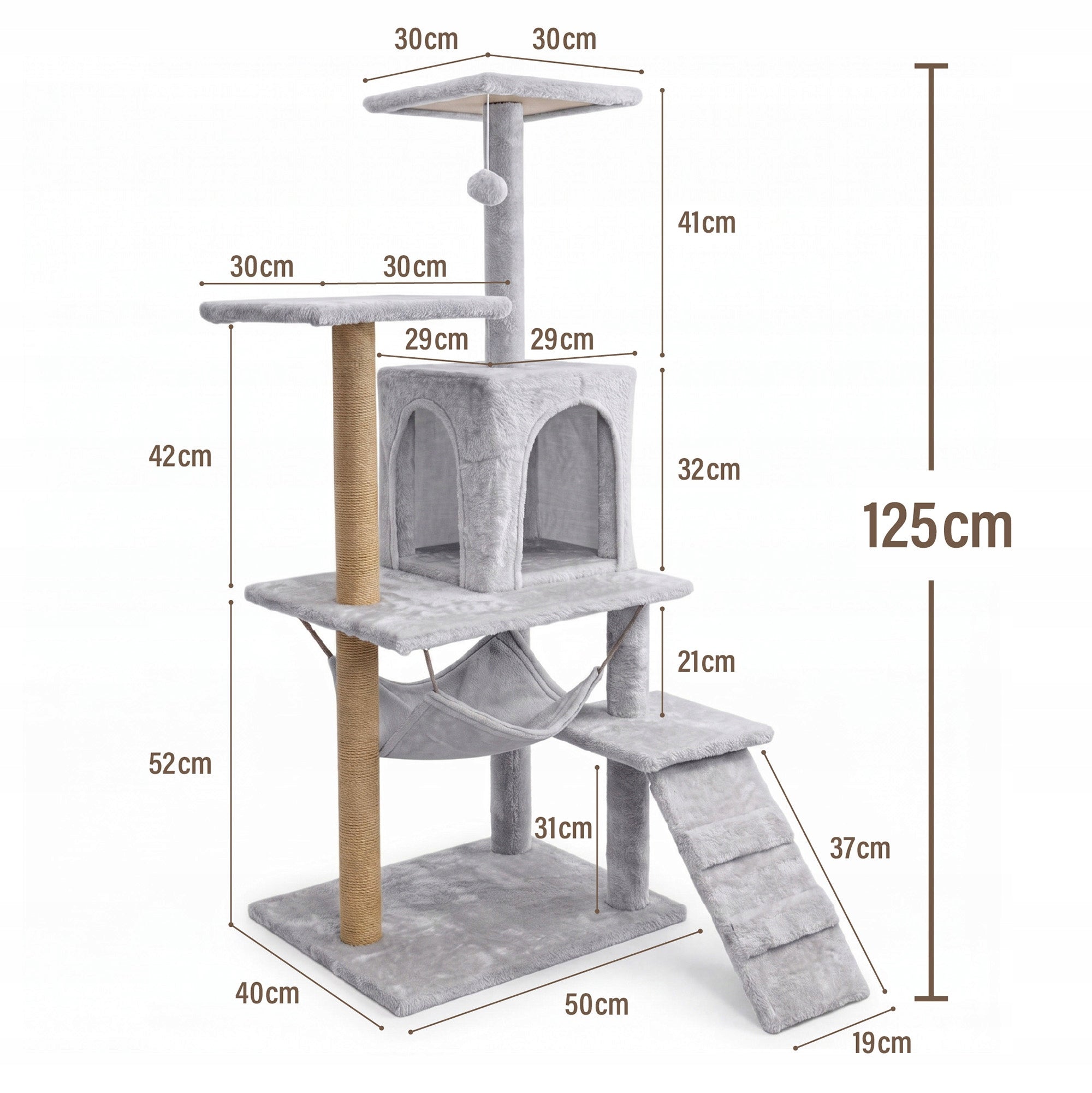 Cat scratcher 6 levels high house bed with toy Mersjo - 125cm Packaging status original