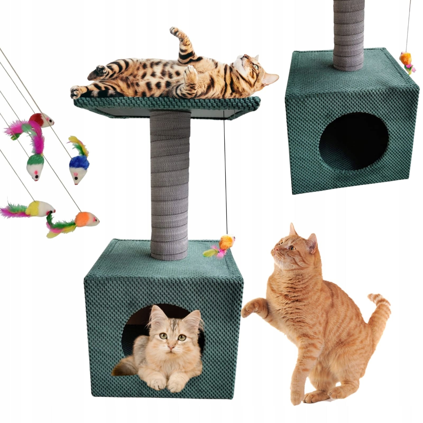 Cat scratcher MAKSPOL Cube house post ! Green Bottle green