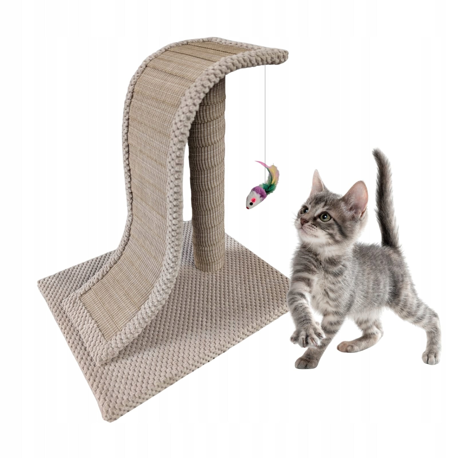 Cat scratcher Makspol Falunia Wave + mouse toy ! Beige