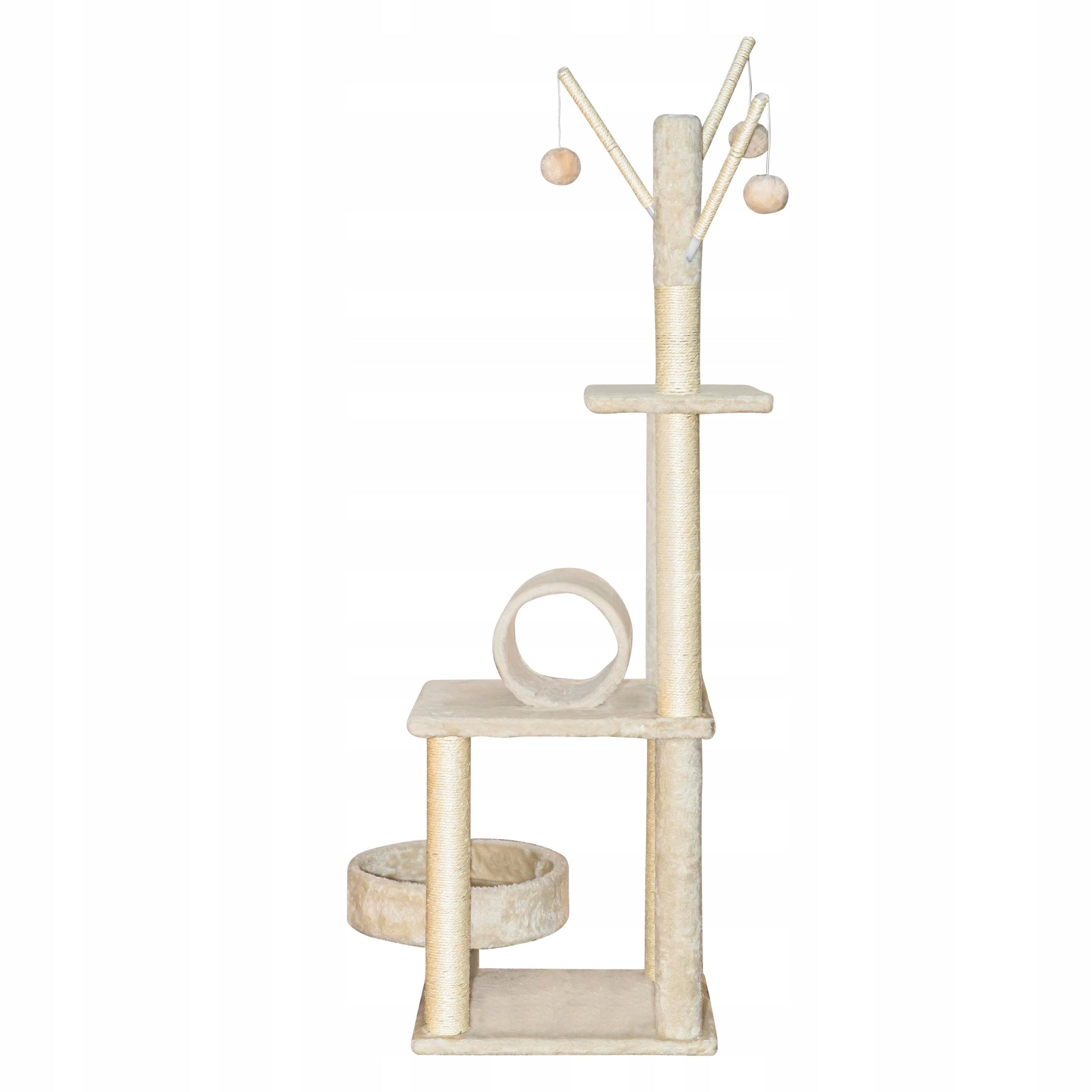 Cat scratcher Tomi 130 cm beige, 5 levels, 4 balls, roller Color beige