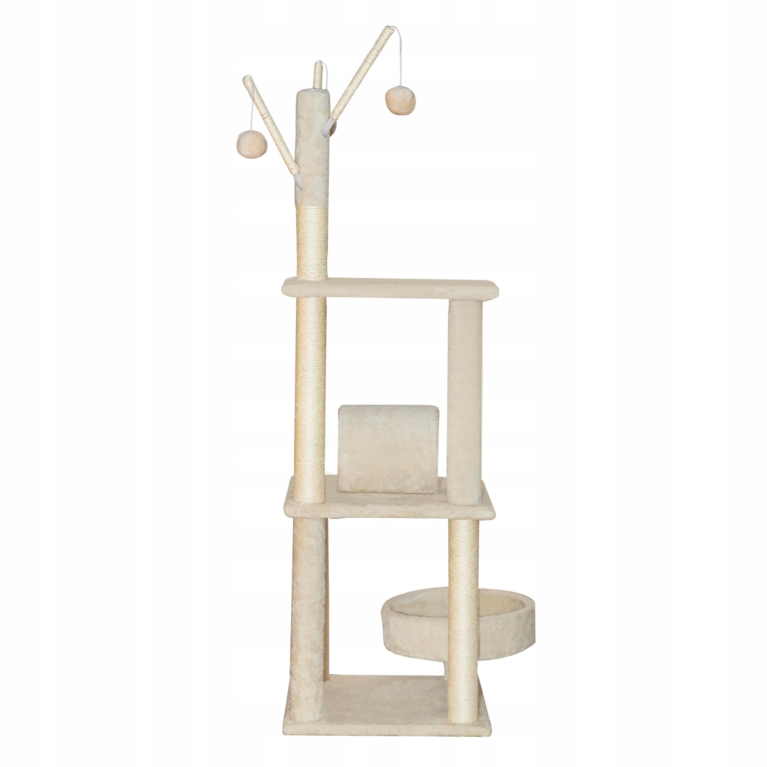 Cat scratcher Tomi 130 cm beige, 5 levels, 4 balls, roller Height (cm) 101 - 160 cm