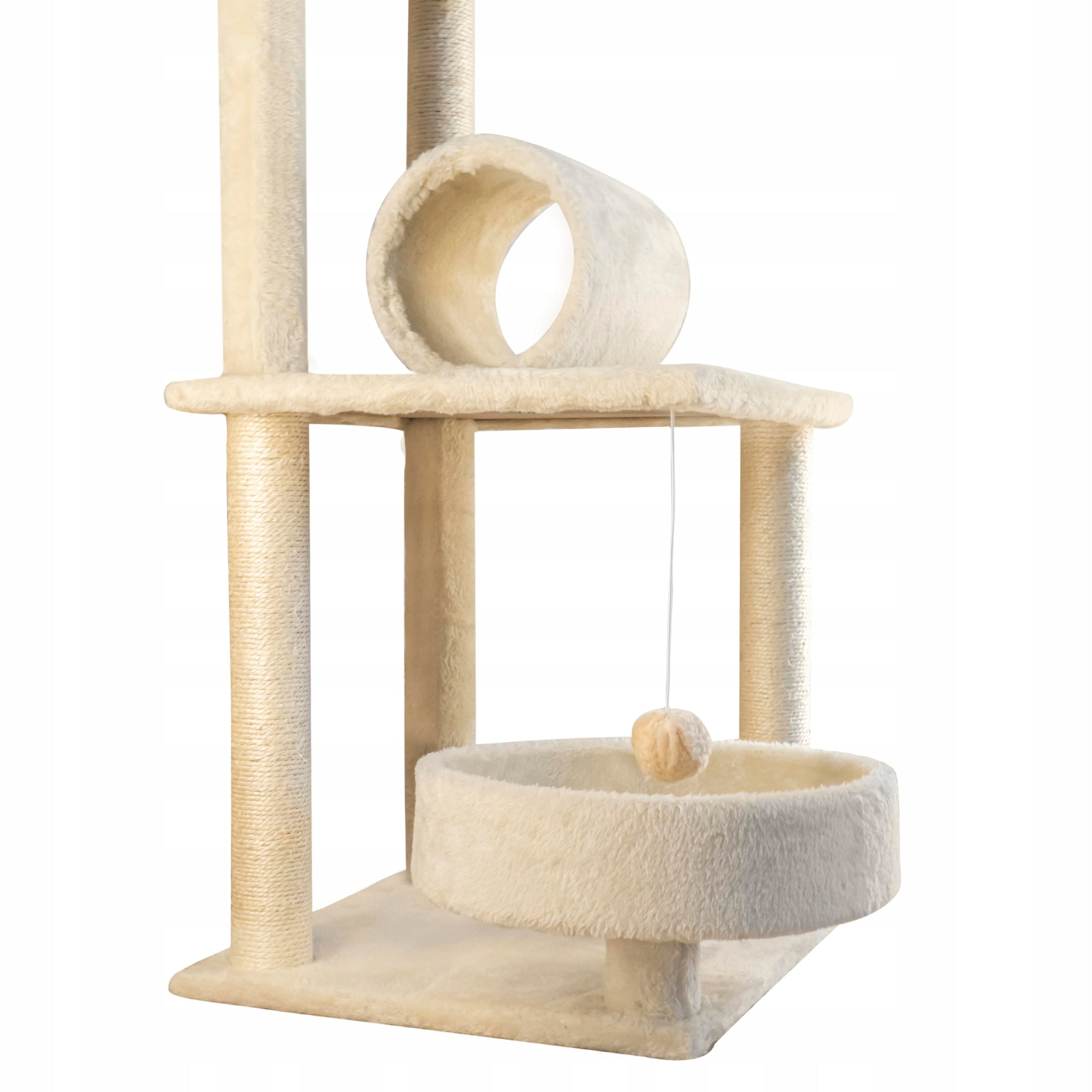 Cat scratcher Tomi 130 cm beige, 5 levels, 4 balls, roller Kind tall scratching post scratching post