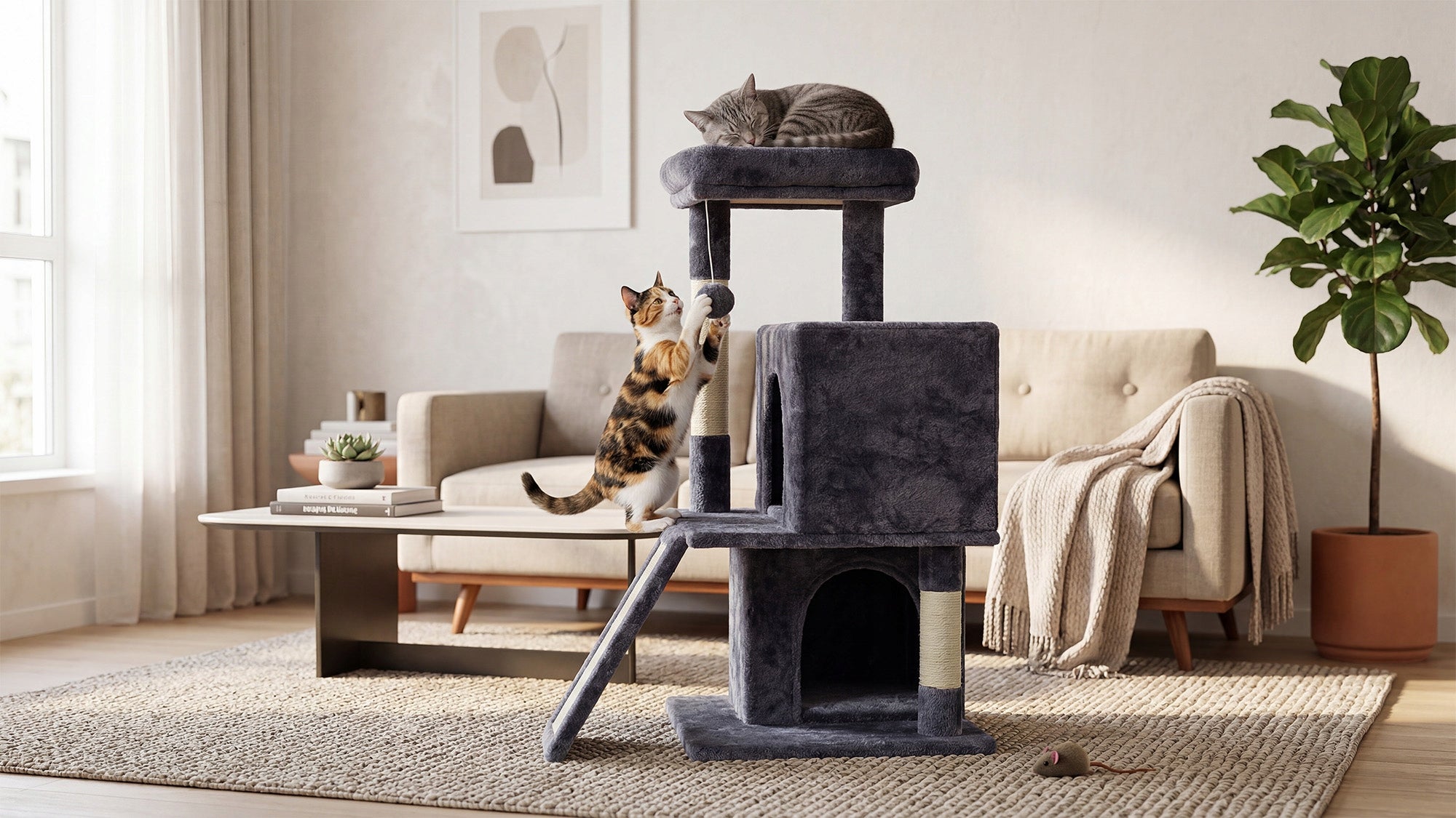 Cat scratcher bed toy cottage tower booth dark gray Rebel EAN (GTIN) 5901890130417