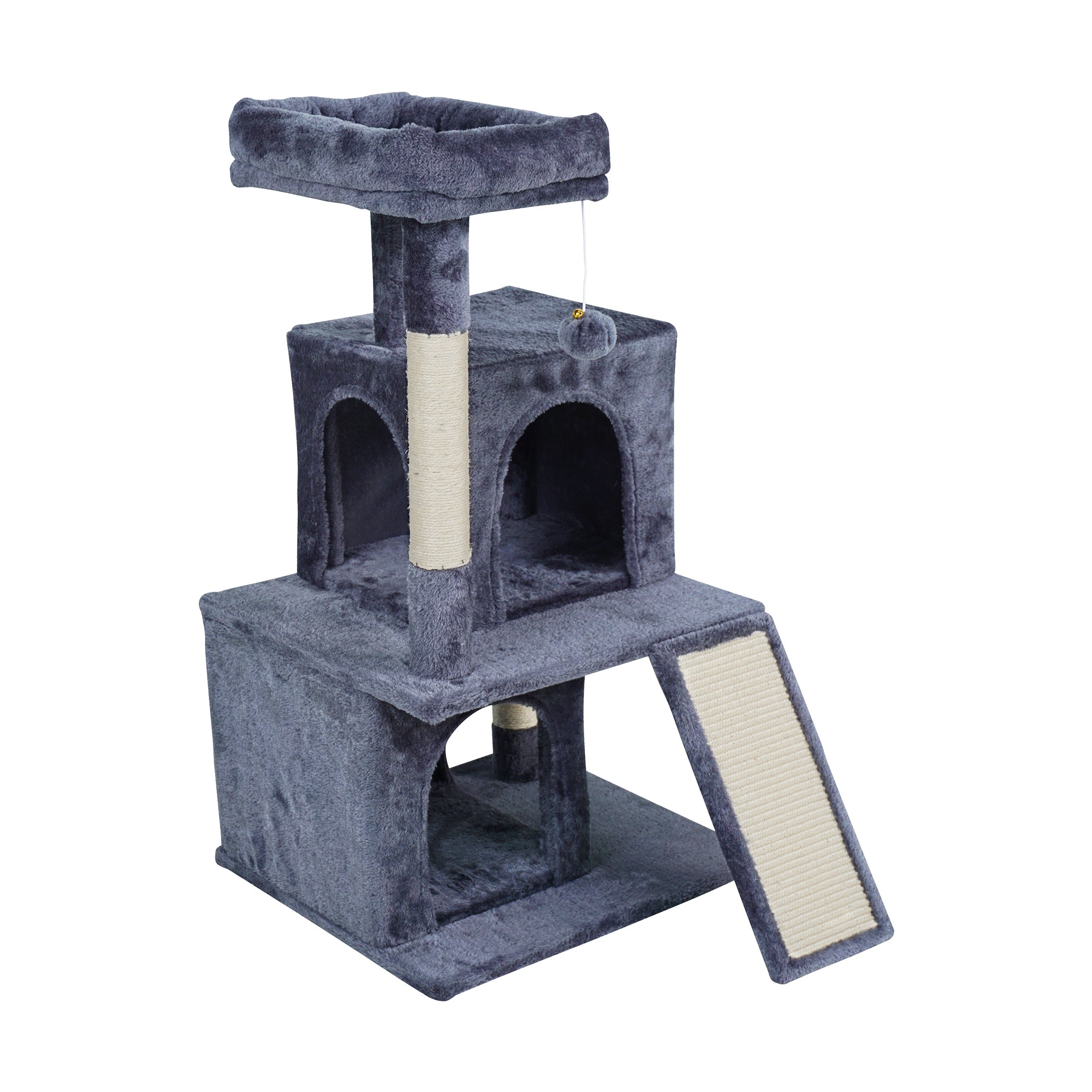 Cat scratcher bed toy cottage tower booth dark gray Rebel