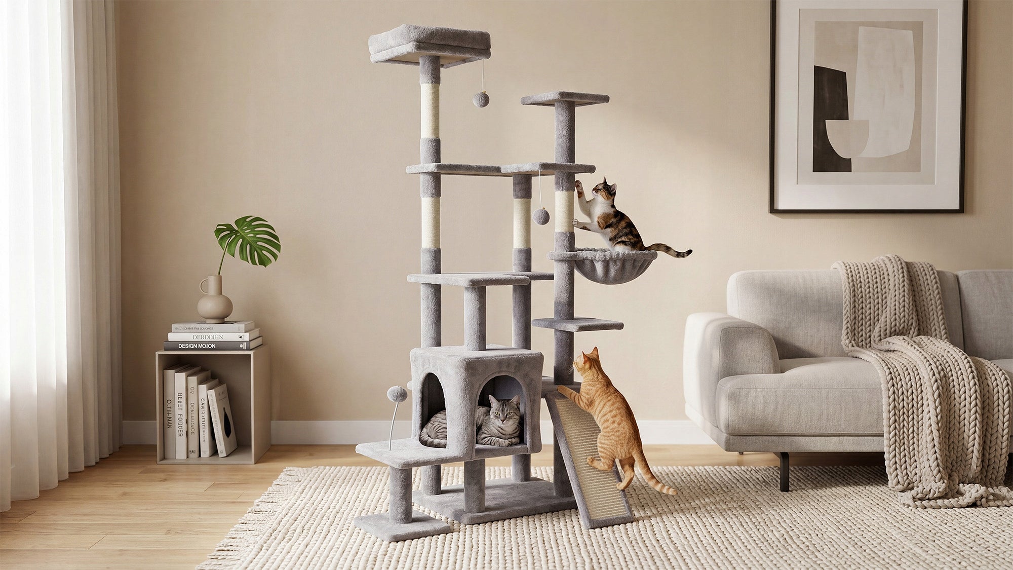 Cat scratcher bed toy cottage tower booth high 152 cm Rebel Brand no brand