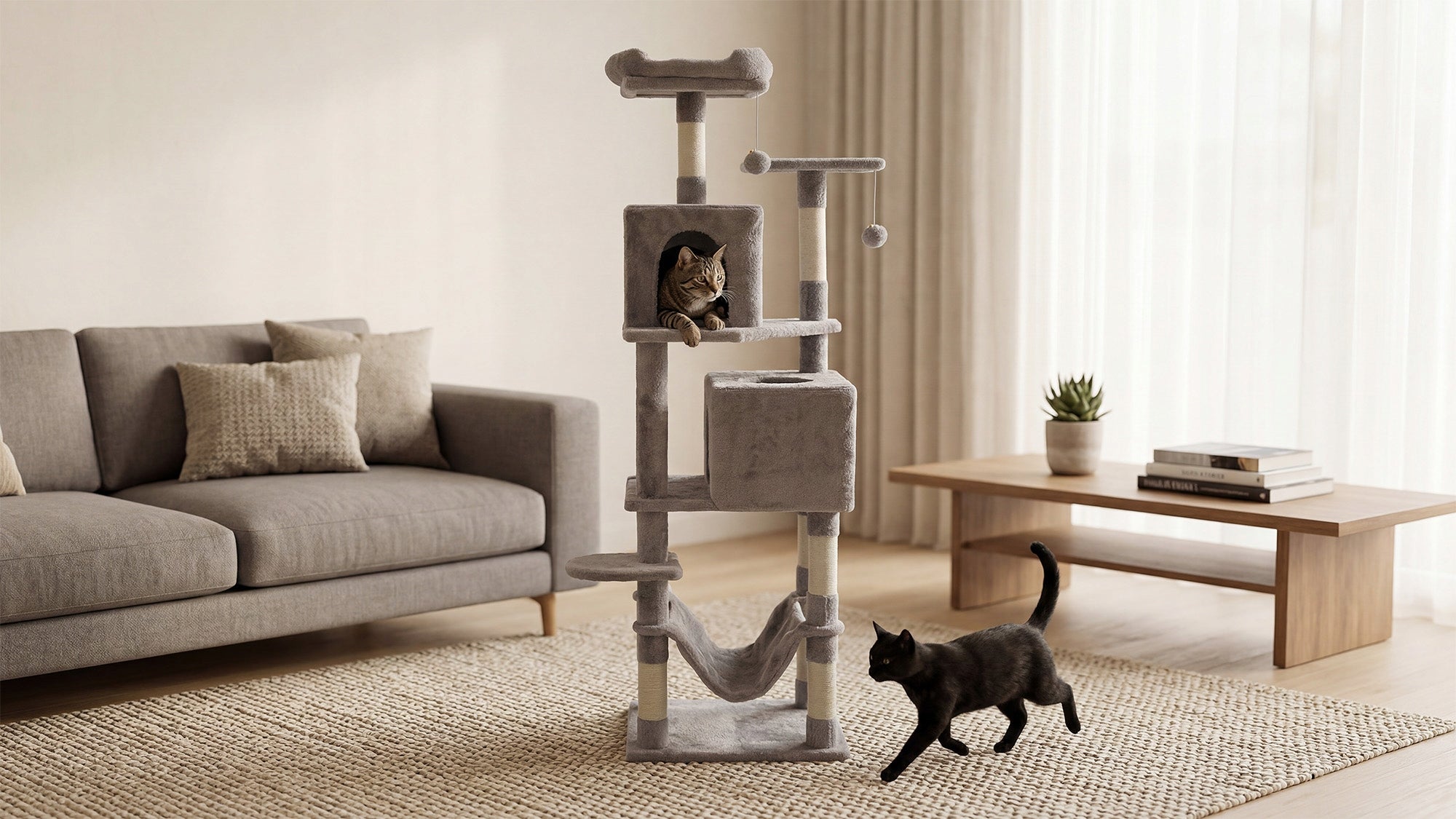 Cat scratcher bed toy cottage tower booth high 155 cm Rebel Kind tall scratching post