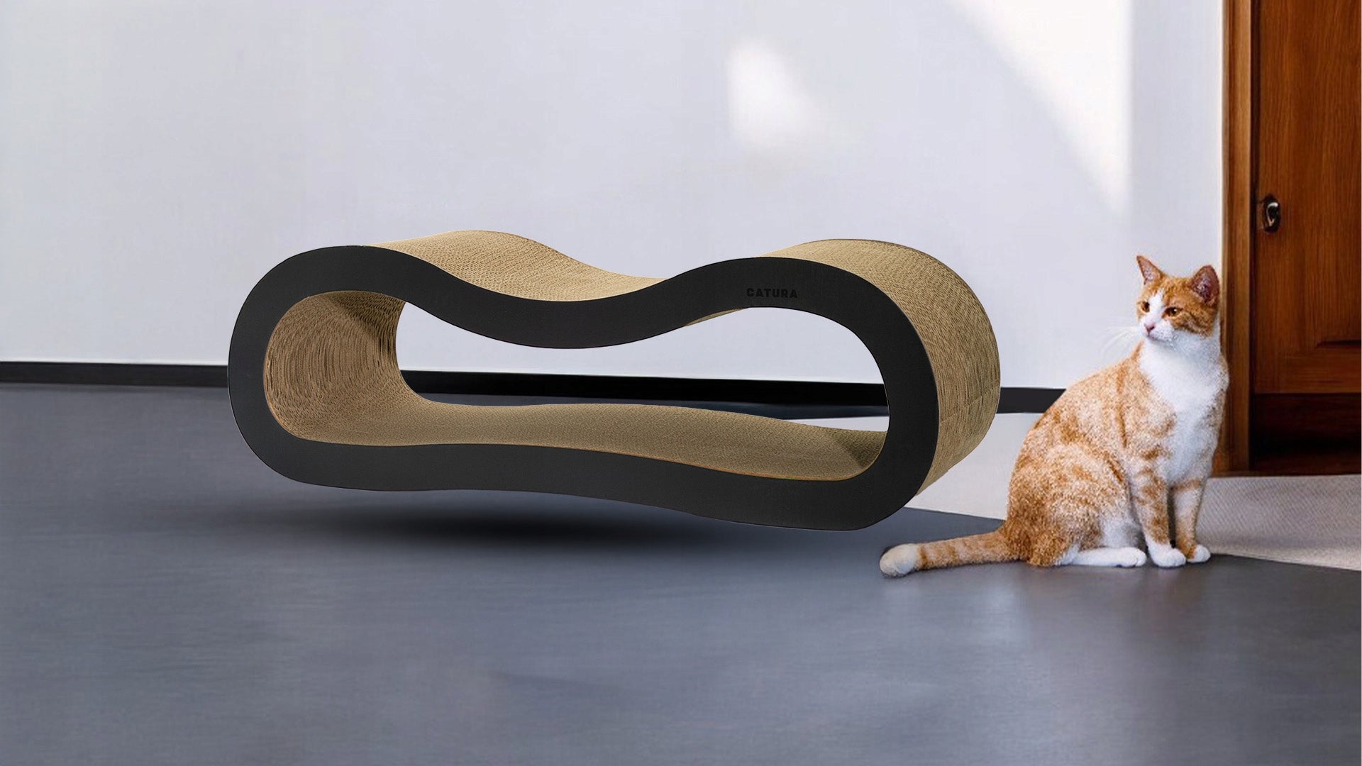 Cat scratcher cardboard ECOLOGICAL cardboard natural lounger LARGE CATURA Color black