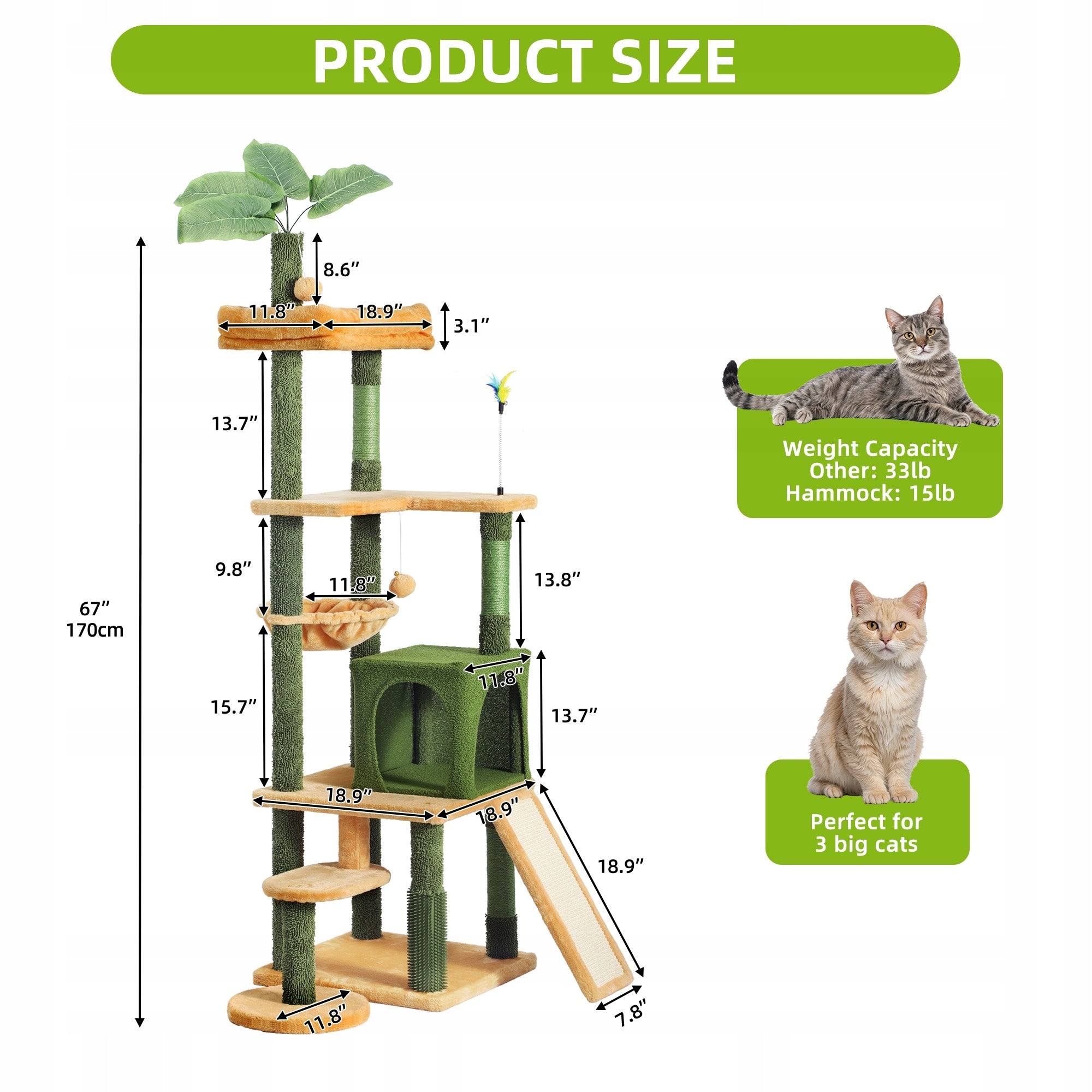 Cat scratcher large with bed scratching post cat bed185 cm 21kg max Packaging status original
