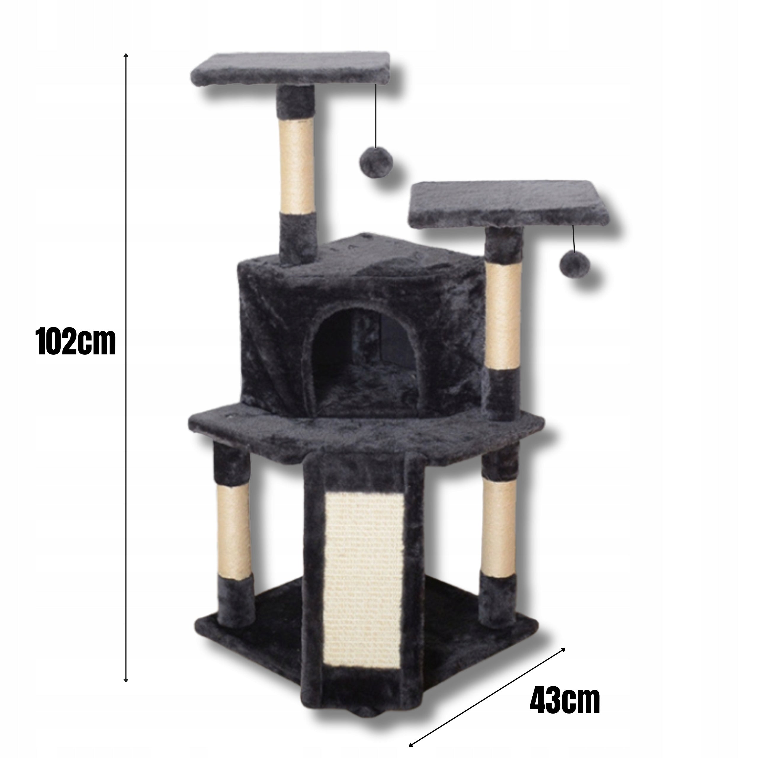 Cat scratcher poles couch bed cat house graphite 102cm THE ZOO Brand The Zoo