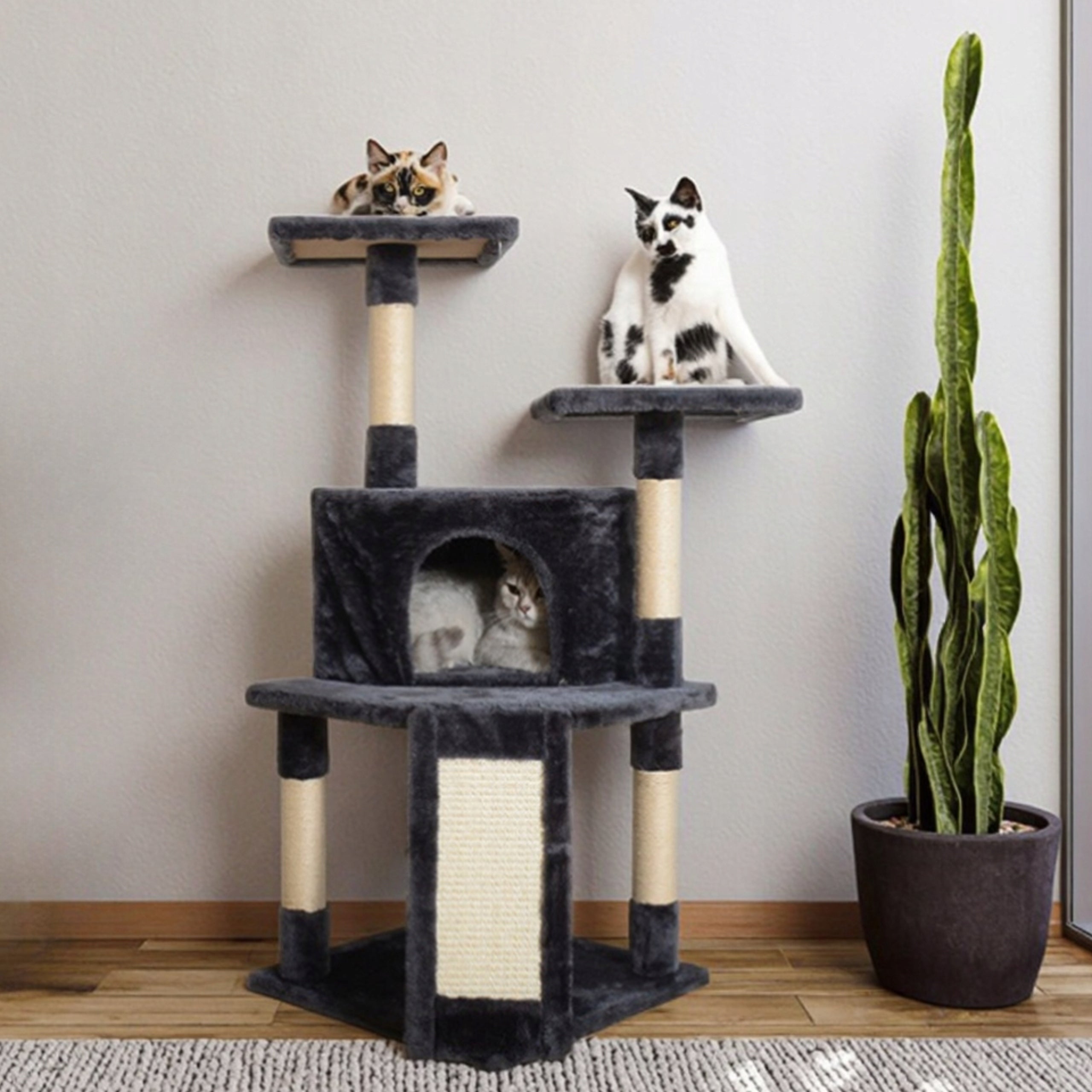 Cat scratcher poles couch bed cat house graphite 102cm THE ZOO Color gray
