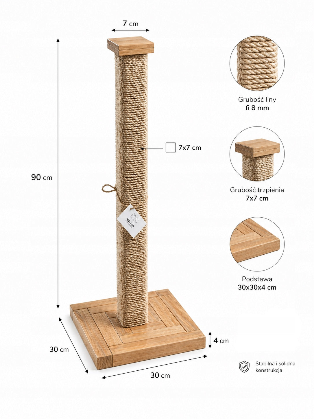Cat scratcher scratching post 90cm wooden stable high heavy Trade name Drapak 90 cm