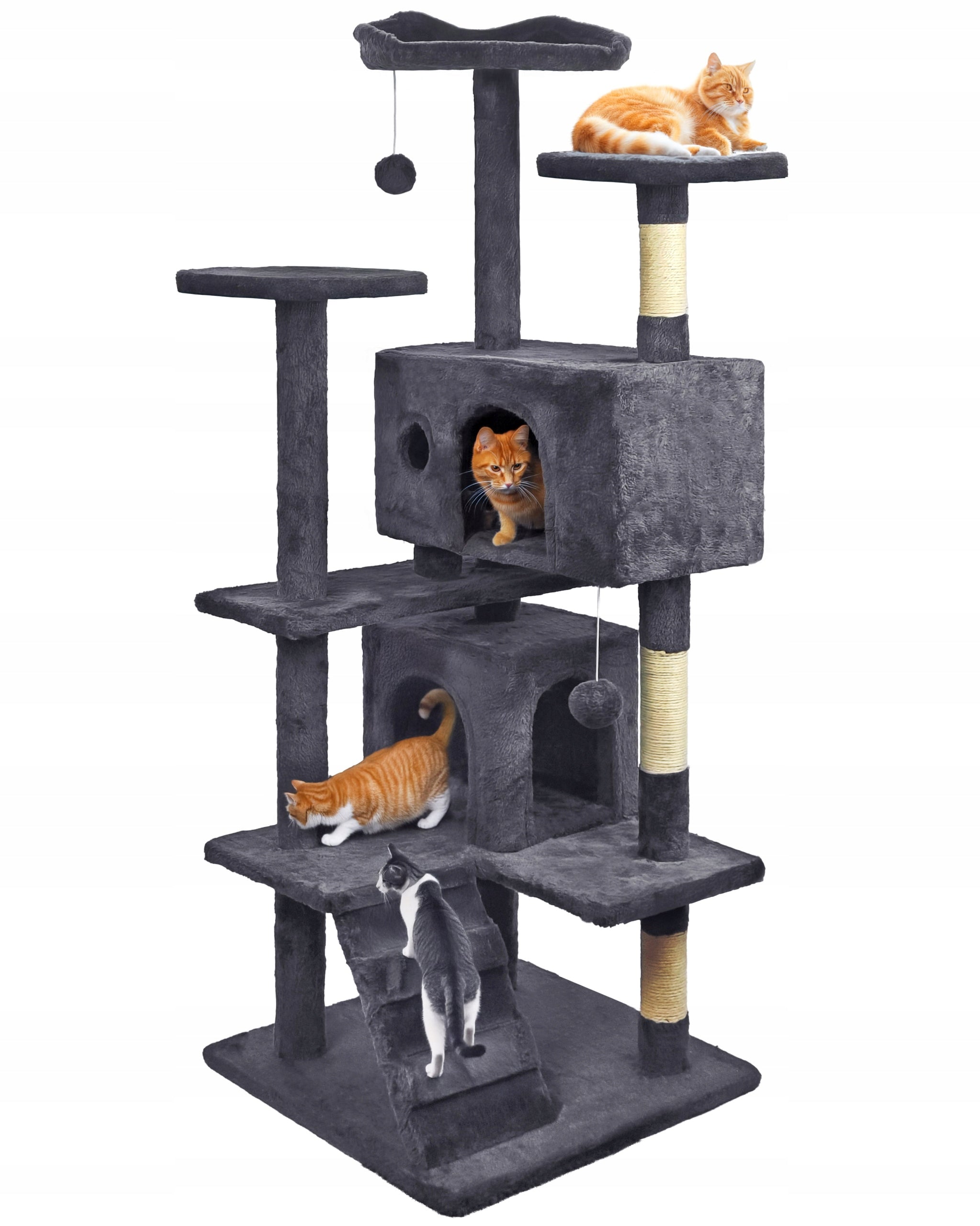 Cat scratcher, stable, high, 7 levels, dark grey bed 138cm Packaging status original
