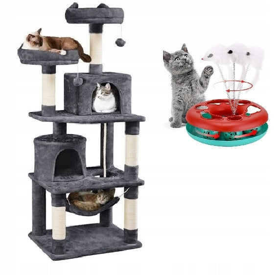 Cat scratcher tower bed cottage 7 levels + toy high 158 cm