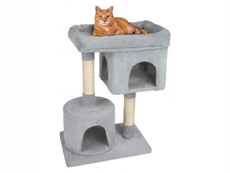 Cat scratcher with 2 houses ZOOFARI, max. 6 kg grey 2 levels