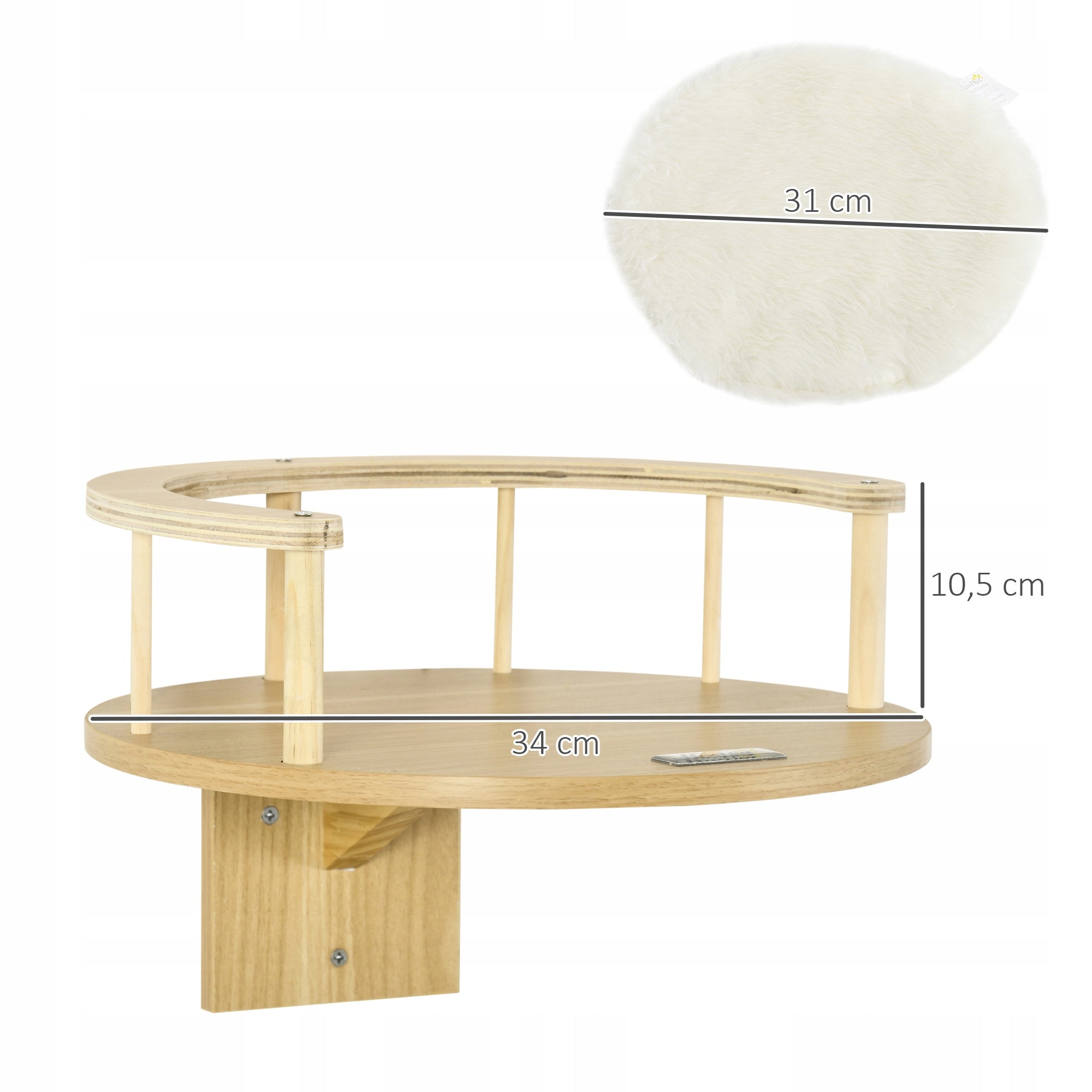 Cat wall lounger with padding 34L x 34W x 10, Height (cm) up to 60 cm