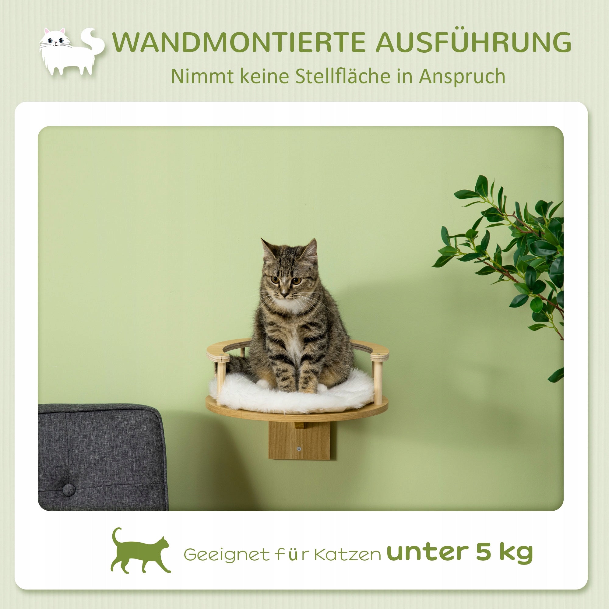 Cat wall lounger with padding 34L x 34W x 10, Number of levels 1