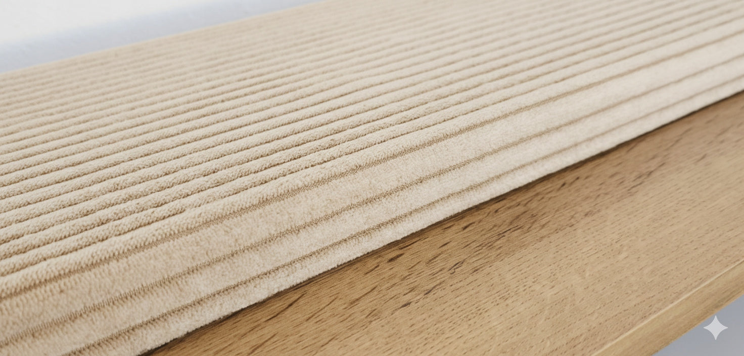 Cat window sill bed 100x25x3 cm THICK+ Cushion Corduroy Velcro BEIGE Length 100 cm