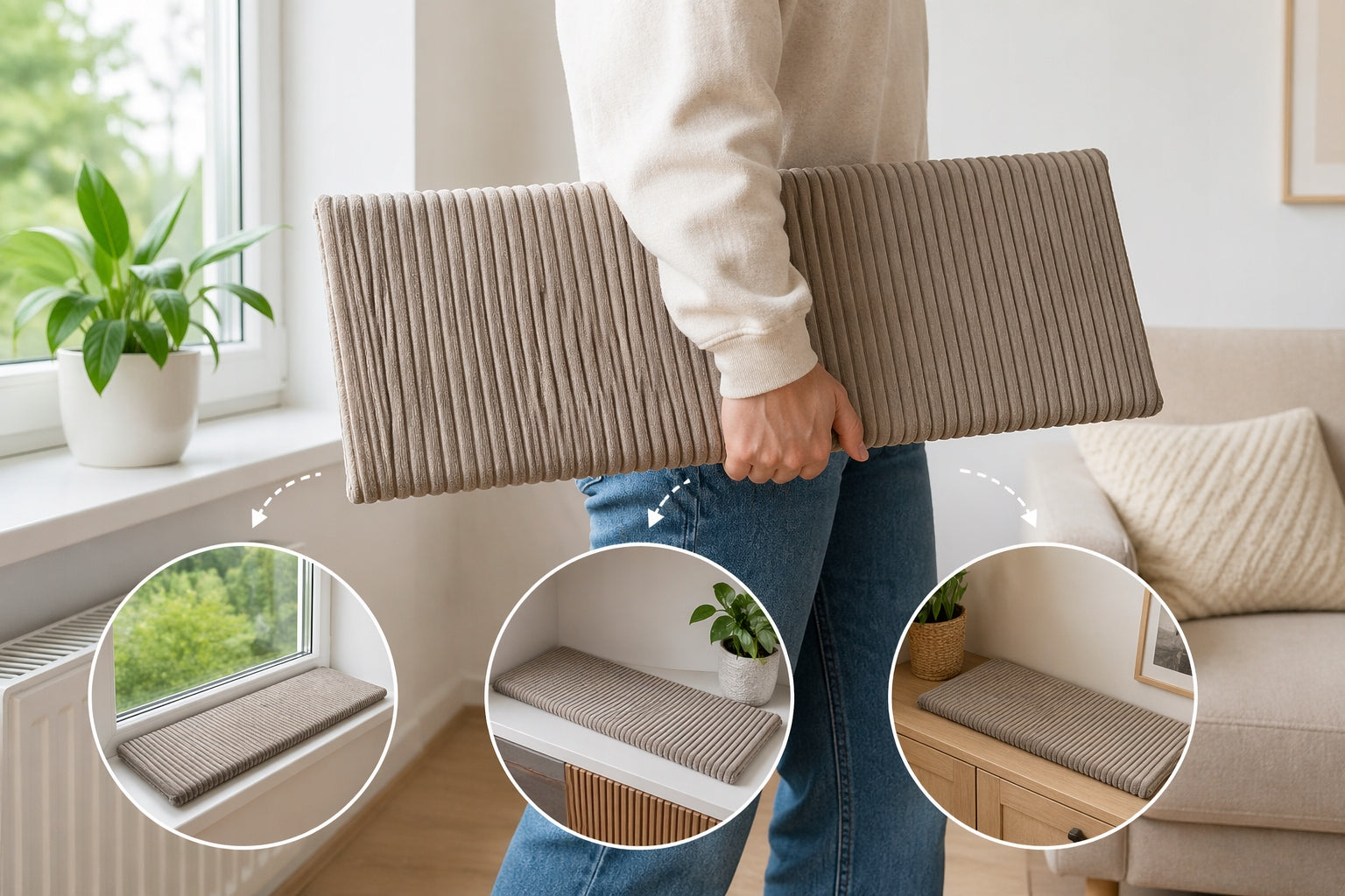 Cat window sill pillow 60x20 cm thick 4 cm pink cozy and warm Brand no brand