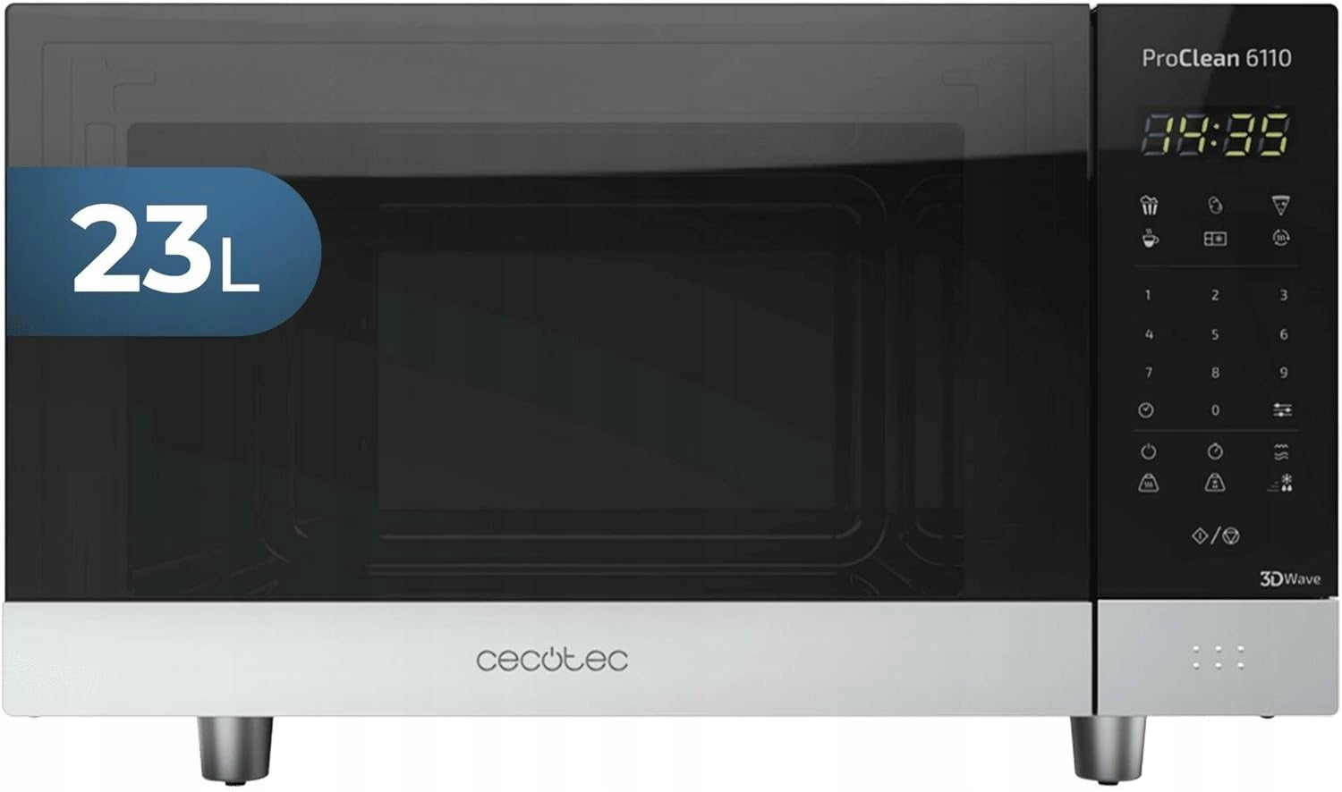 Cecotec ProClean 6010 Microwave 23L 800W black digital 8 programs