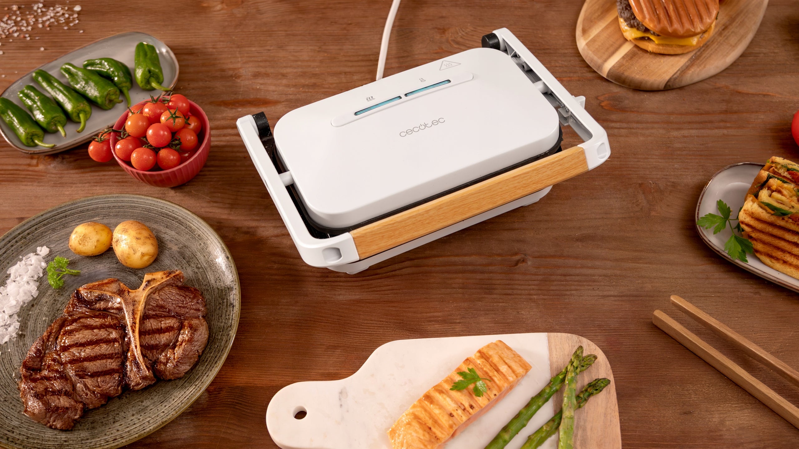 Cecotec Rock`nGrill 1200 Wood W Electric Grill Contact 1300W White Manufacturer code 03496