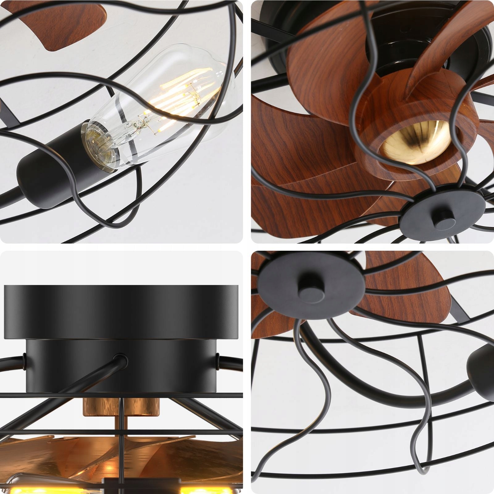 Ceiling Fan 20 Inch Remote Control Lamp Black Product weight with unit packaging 4.5 kg