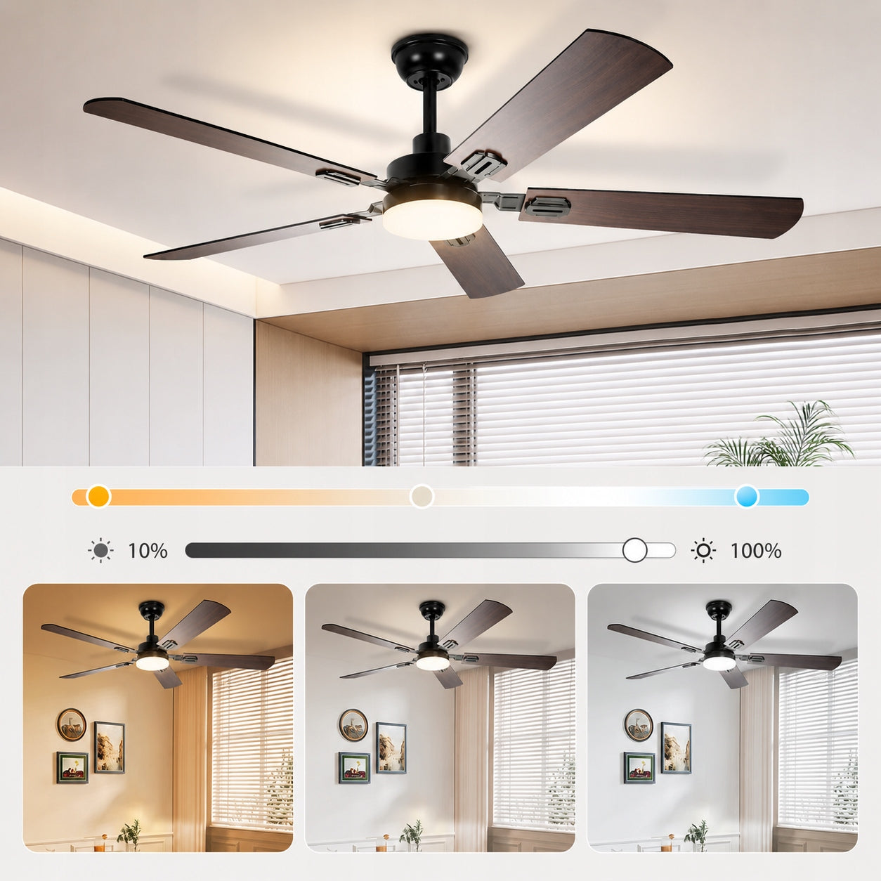 Ceiling Fan Aigostar Retro Quiet 5 Blades With Remote Control for LED 51W 6000K Packaging status original
