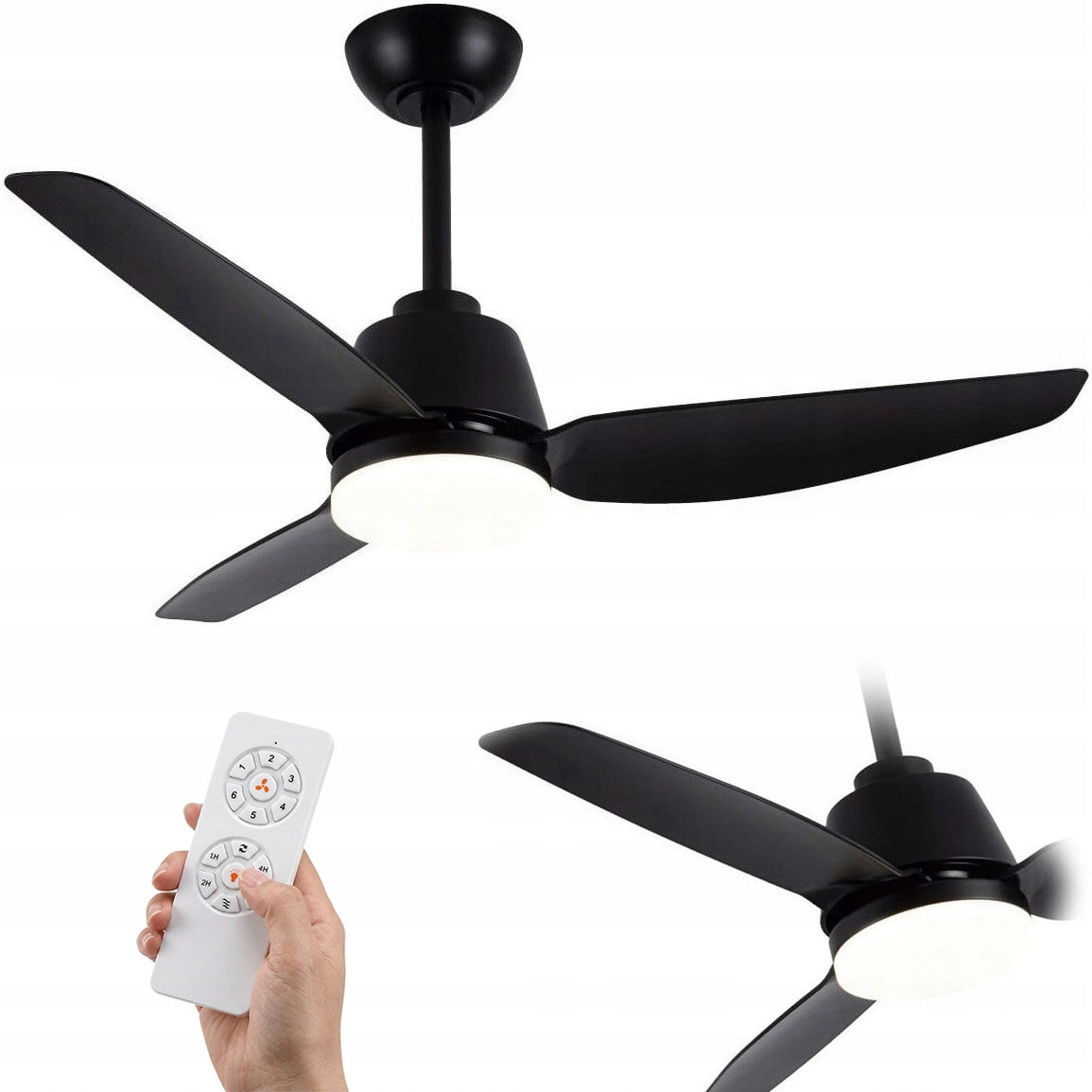Ceiling Fan HELIOS DC Black - 106cm | Silent Windmill For Bedroom