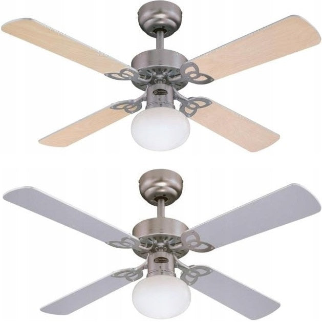 Ceiling Fan VEGAS Maple/Silver - 105cm | Windmill with lamp for kitchen