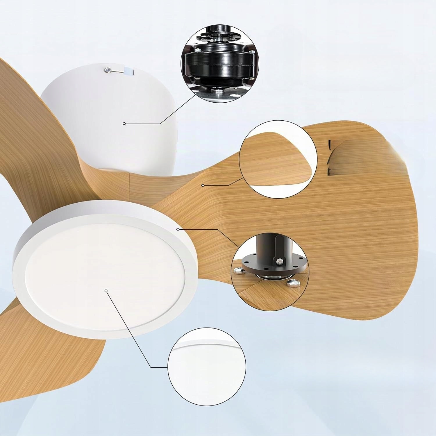 Ceiling Fan With LED Lighting Windmill 1500lm Remote Control 6speeds Functions timer