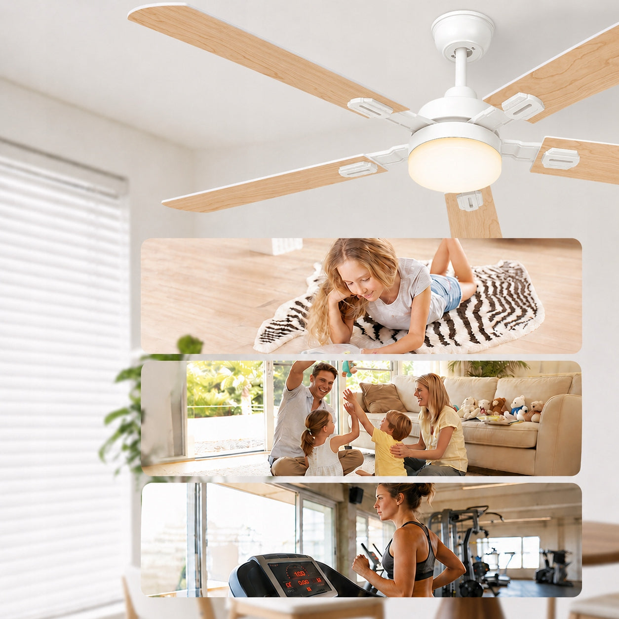 Ceiling Fan With Lamp 132cm DC Quiet LED Remote Control 6 Gears Wood Effect Manufacturer code B10313ADWS