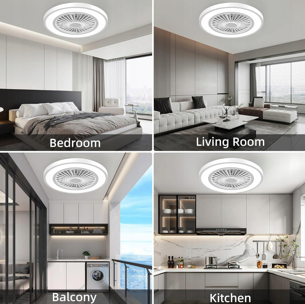 Ceiling Fan with LED Lamp Remote Control Silent Timer White TTC 45W 6500K 54 cm Fan type ceiling